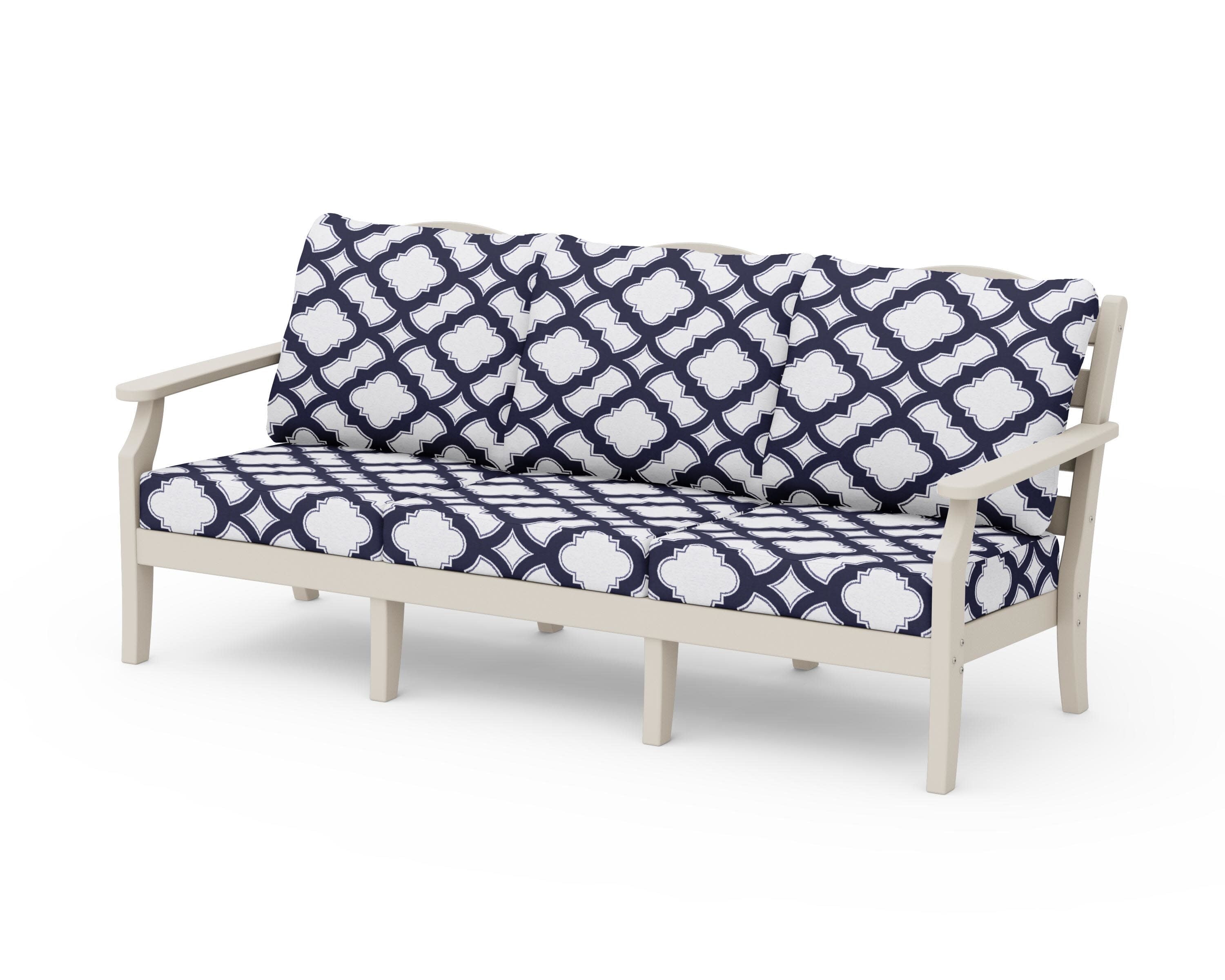 Savannah Deep Seating Sofa in Sand / Trellis Navy