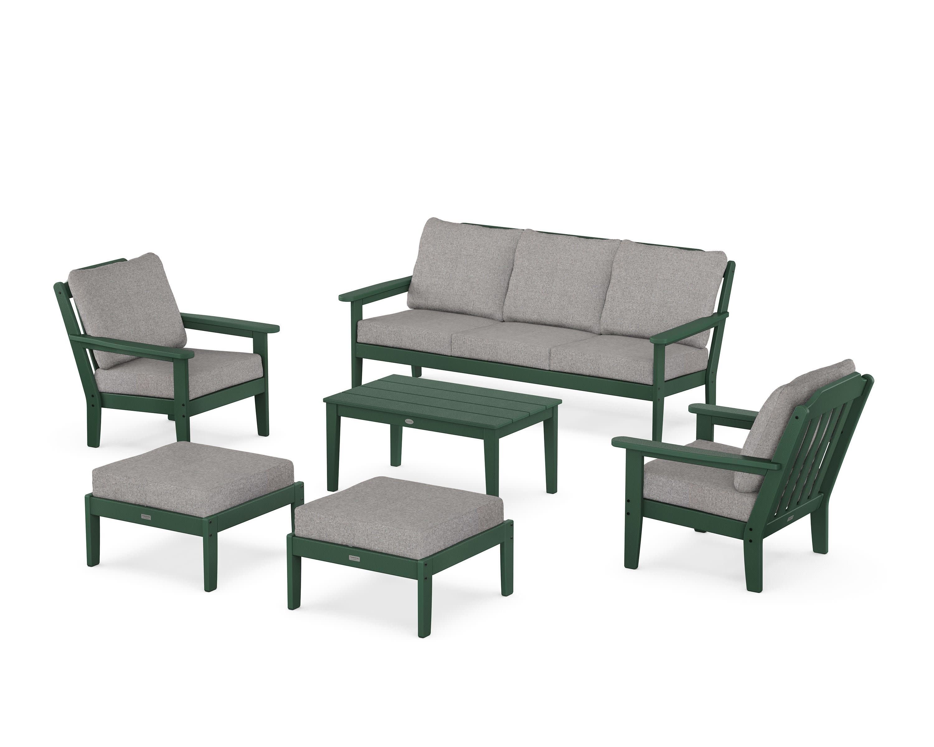 Cottage 6-Piece Lounge Sofa Set in Green / Grey Mist