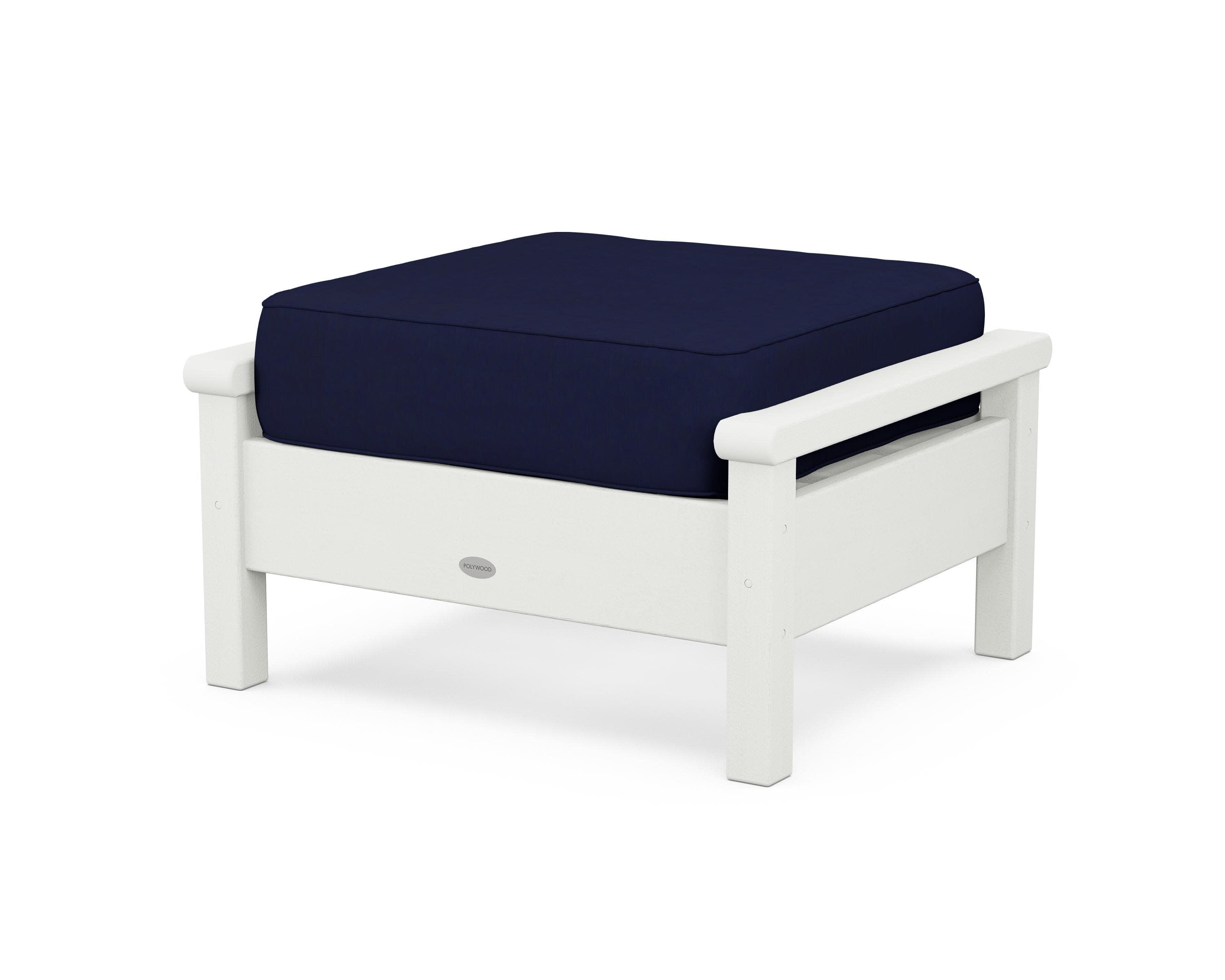 Harbour Deep Seating Ottoman in Vintage White / Navy