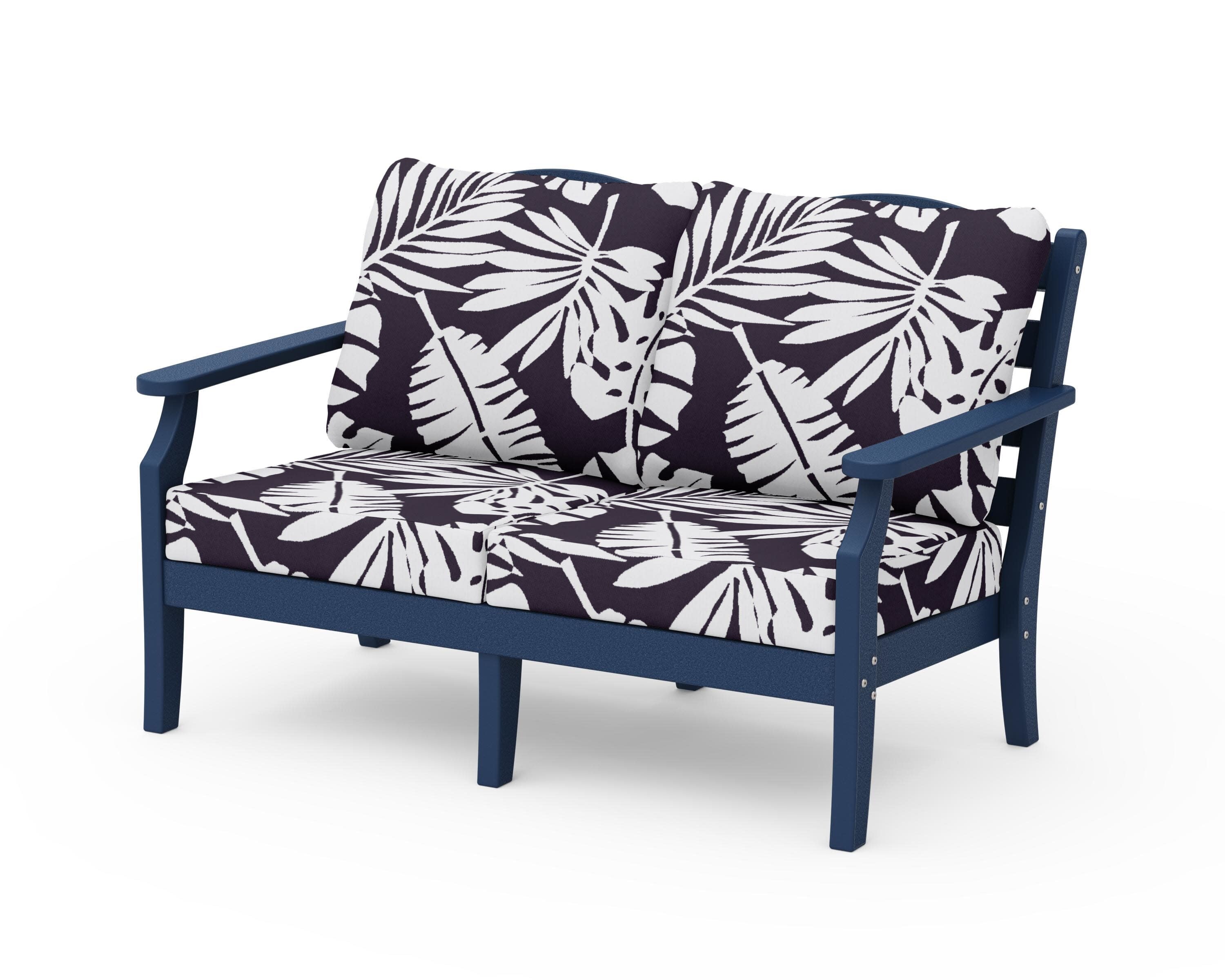 Savannah Deep Seating Loveseat in Navy / Leaf Navy