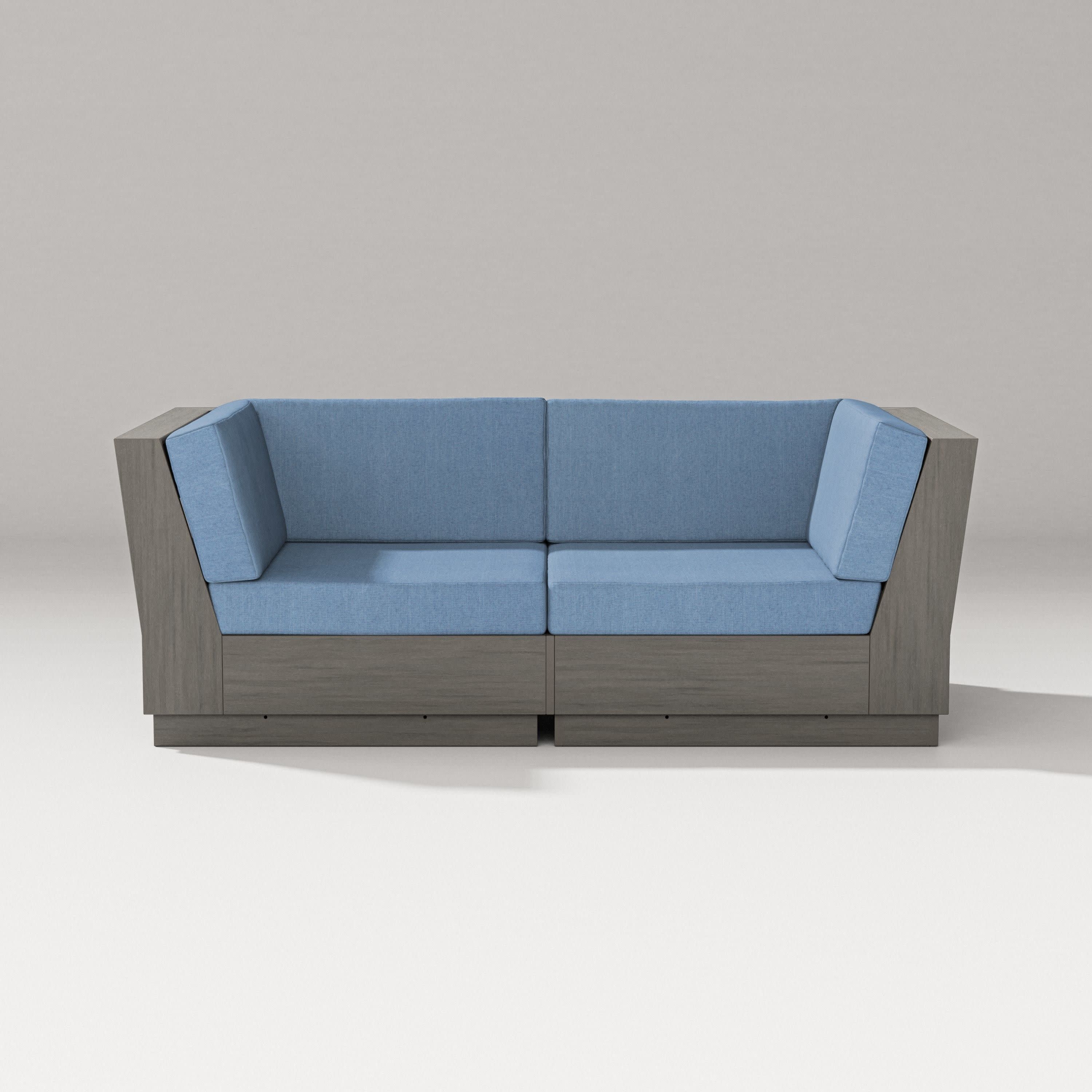 Elevate Loveseat Sectional in Driftwood / Sky Blue