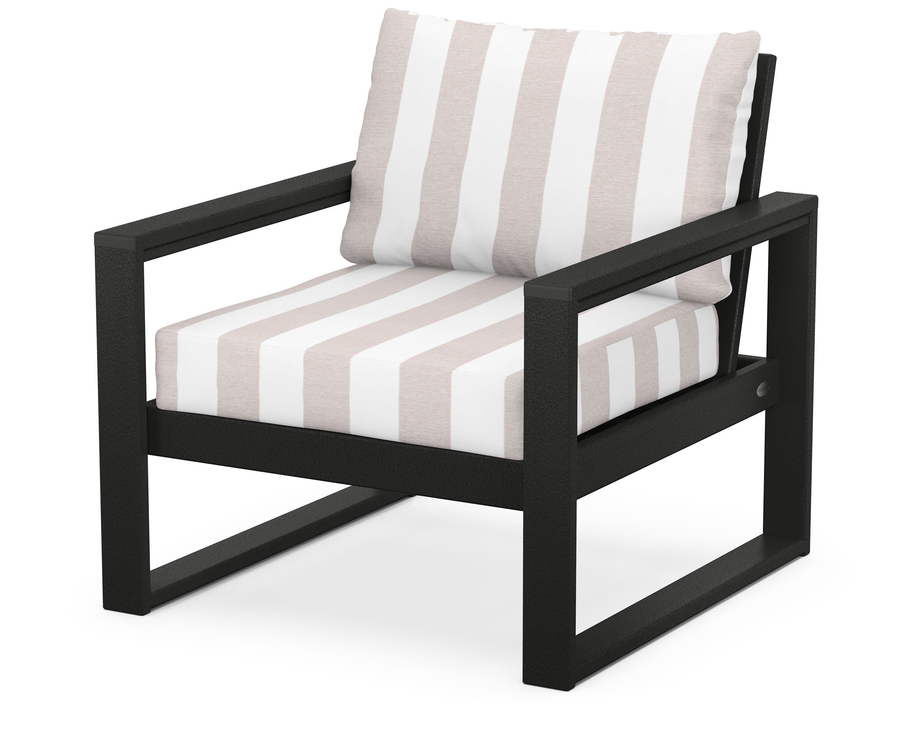 EDGE Club Chair in Black / Cabana Stripe Dune Burlap