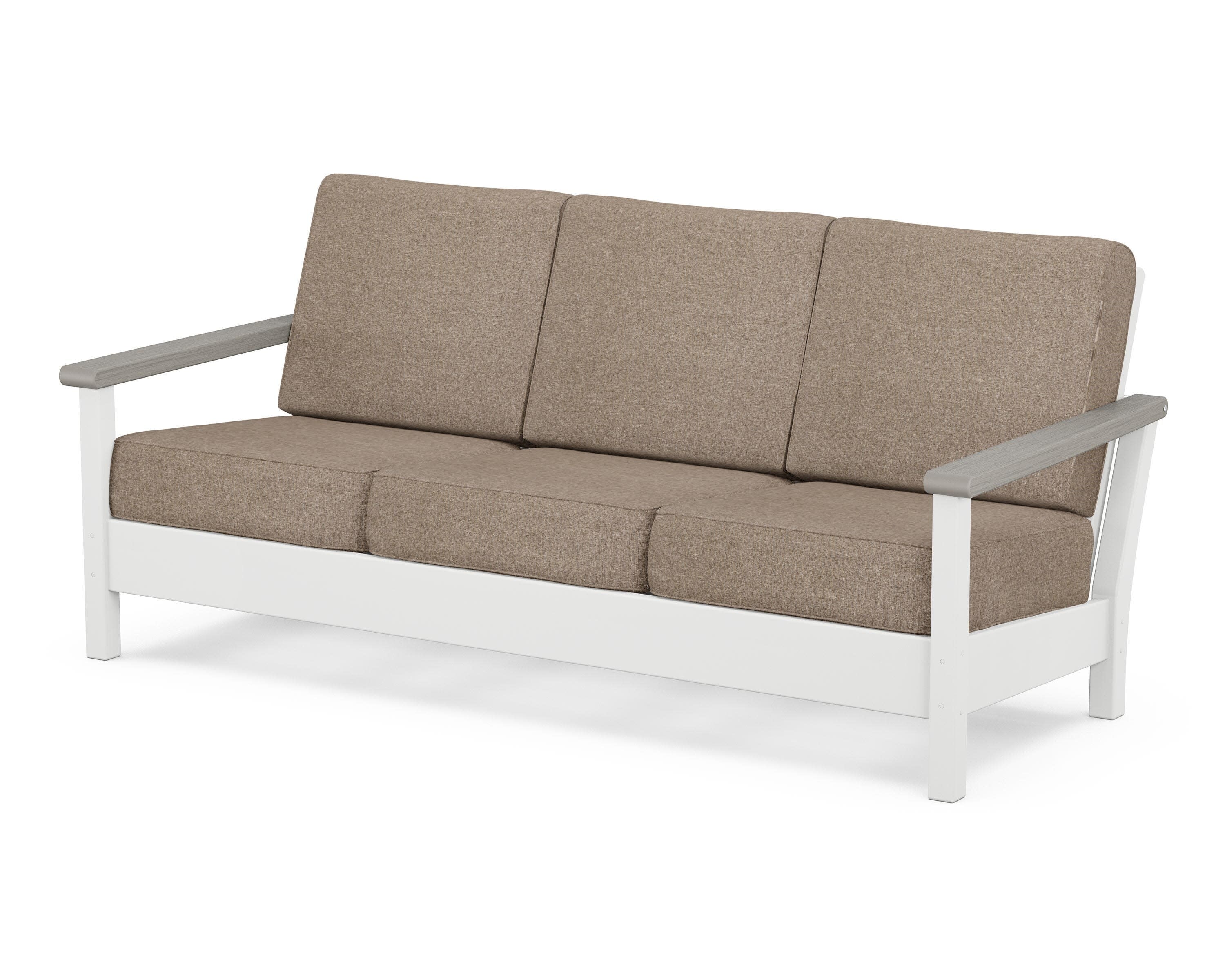 Harbour Deep Seating Sofa in White / Driftwood / Spiced Burlap