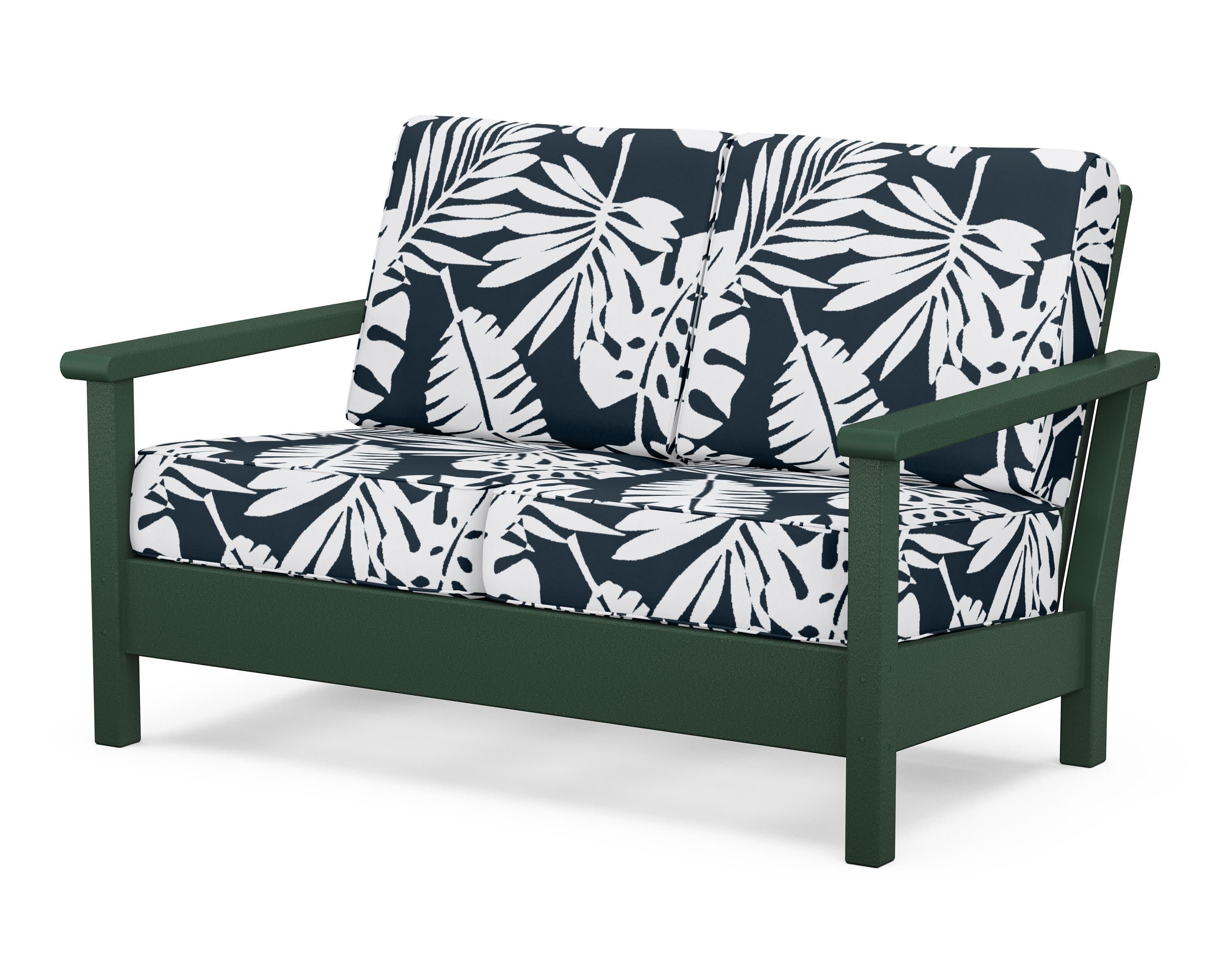 Harbour Deep Seating Loveseat in Green / Leaf Marine Indigo