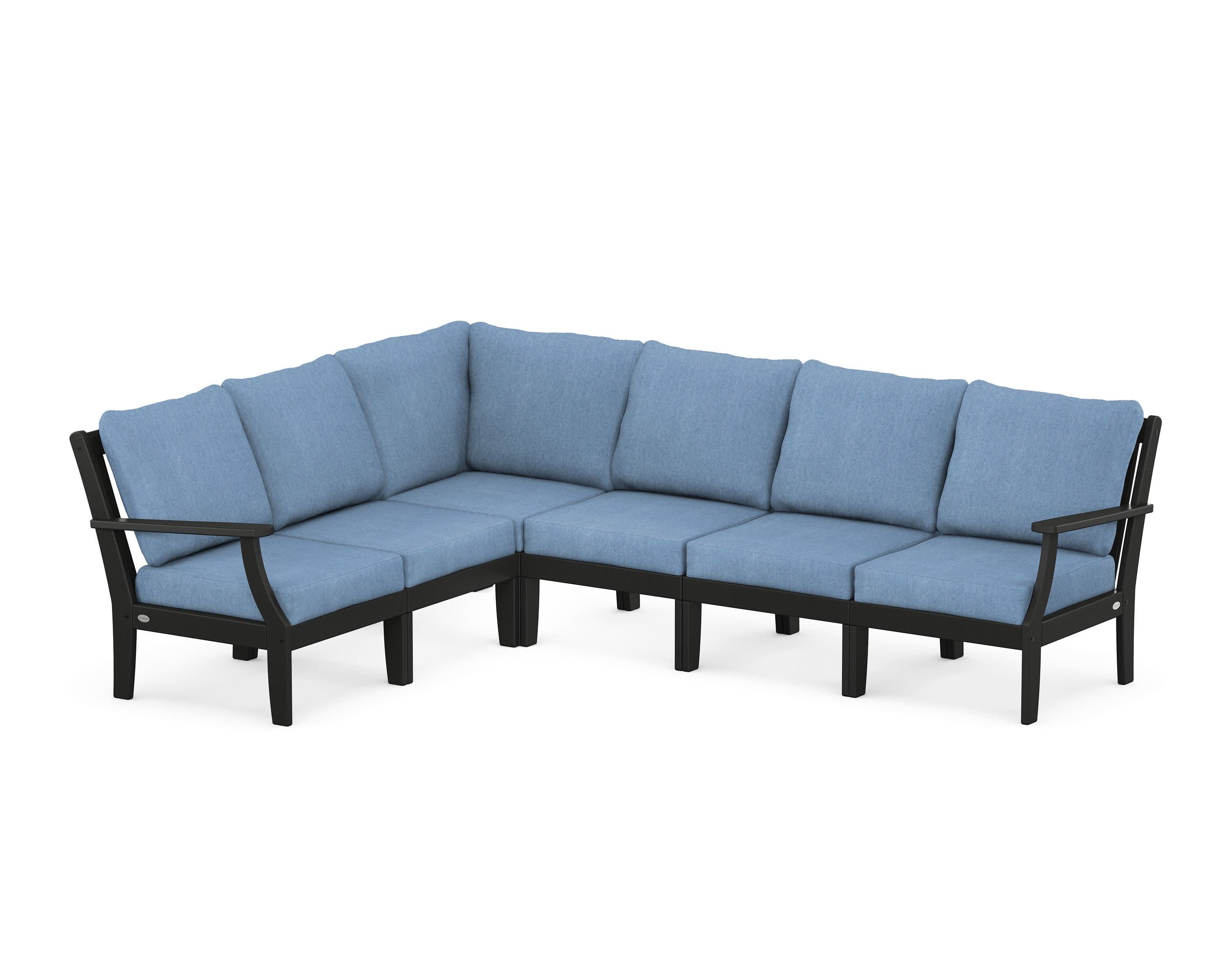 Braxton Modular 6-Piece Deep Seating Set in Black / Sky Blue