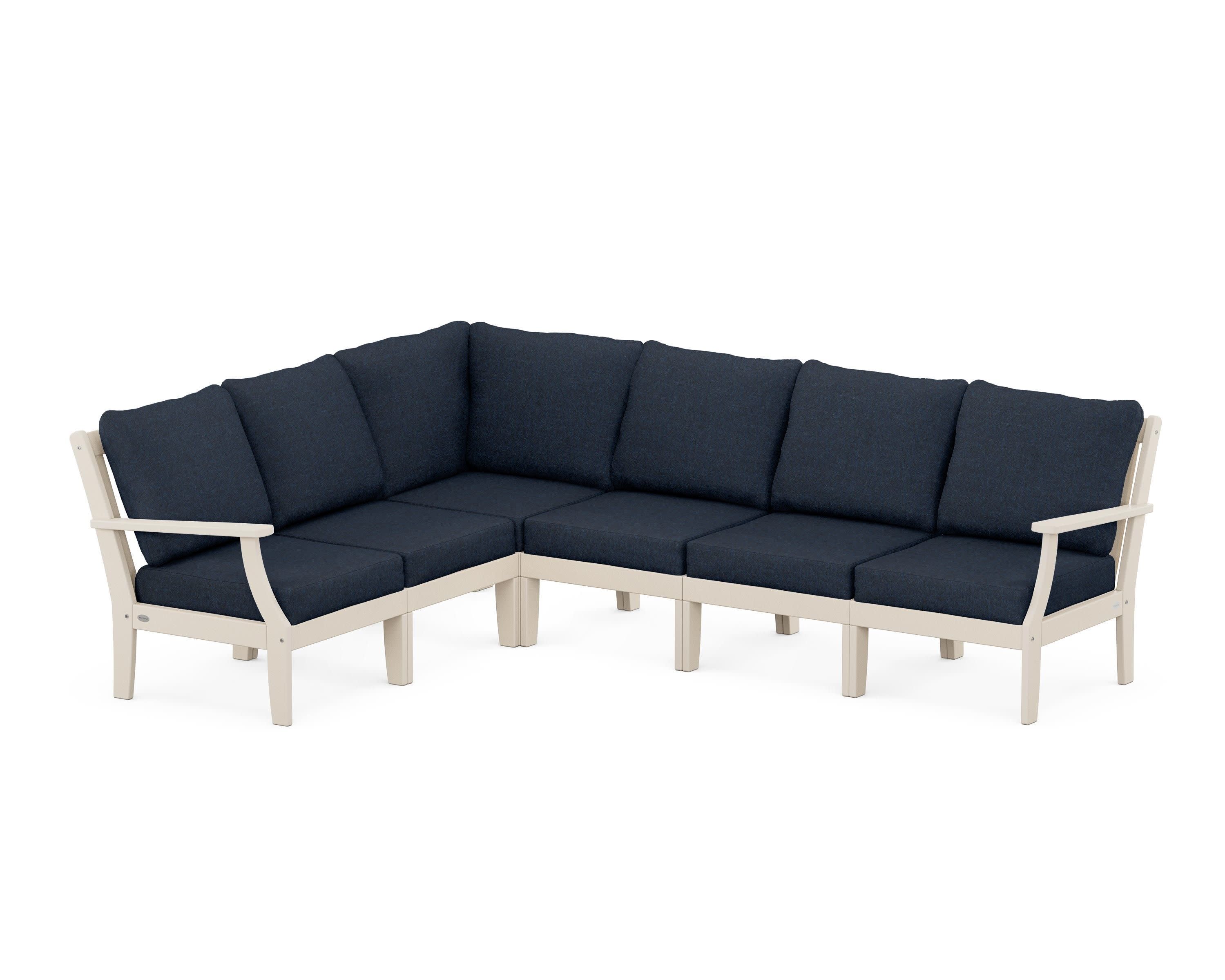 Braxton Modular 6-Piece Deep Seating Set in Sand / Marine Indigo