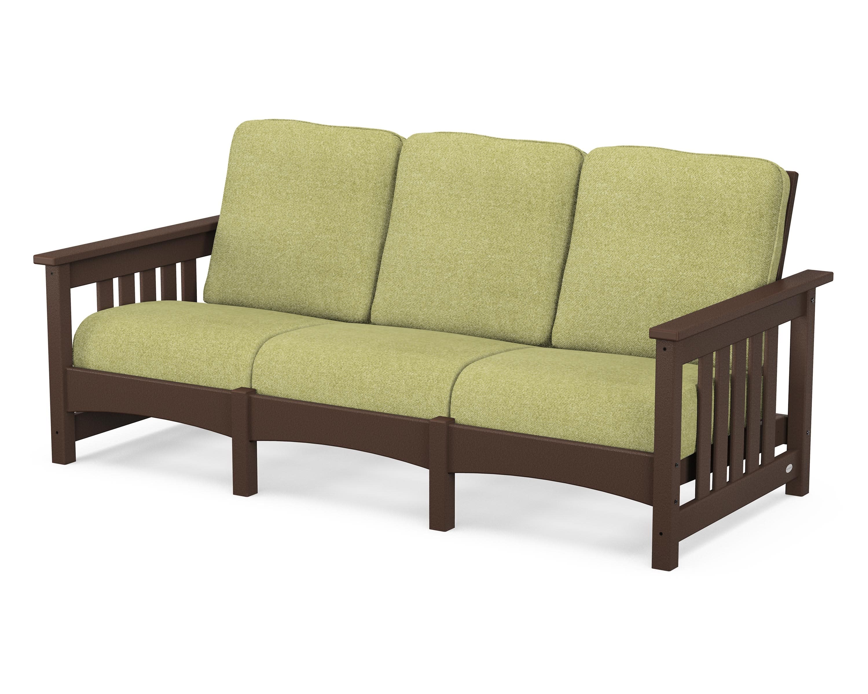 Club Mission Sofa in Mahogany / Chartreuse Boucle