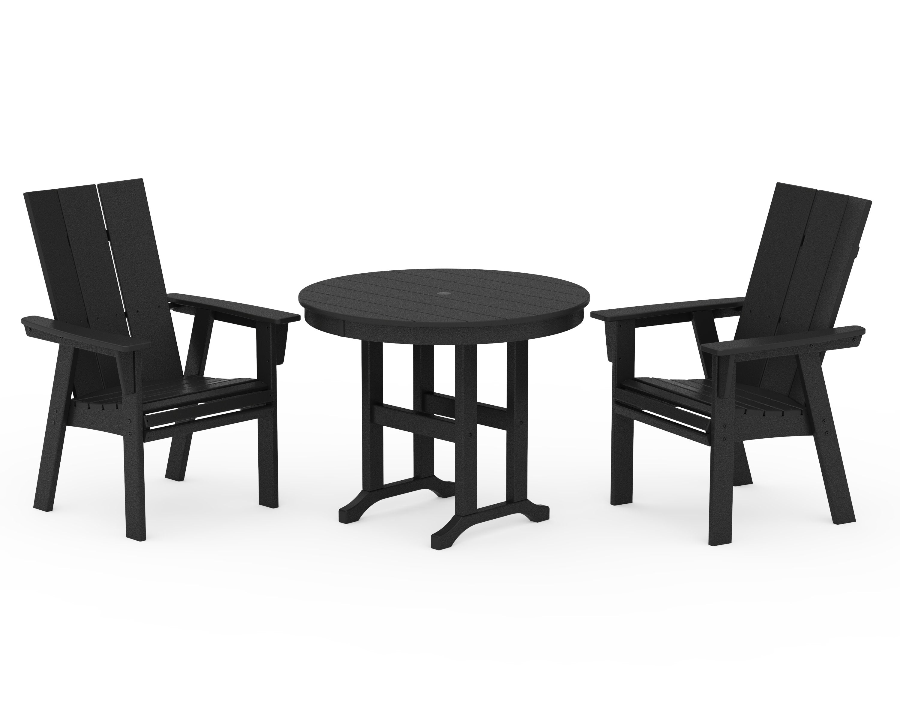 Modern Adirondack 3-Piece Round Dining Set in Black