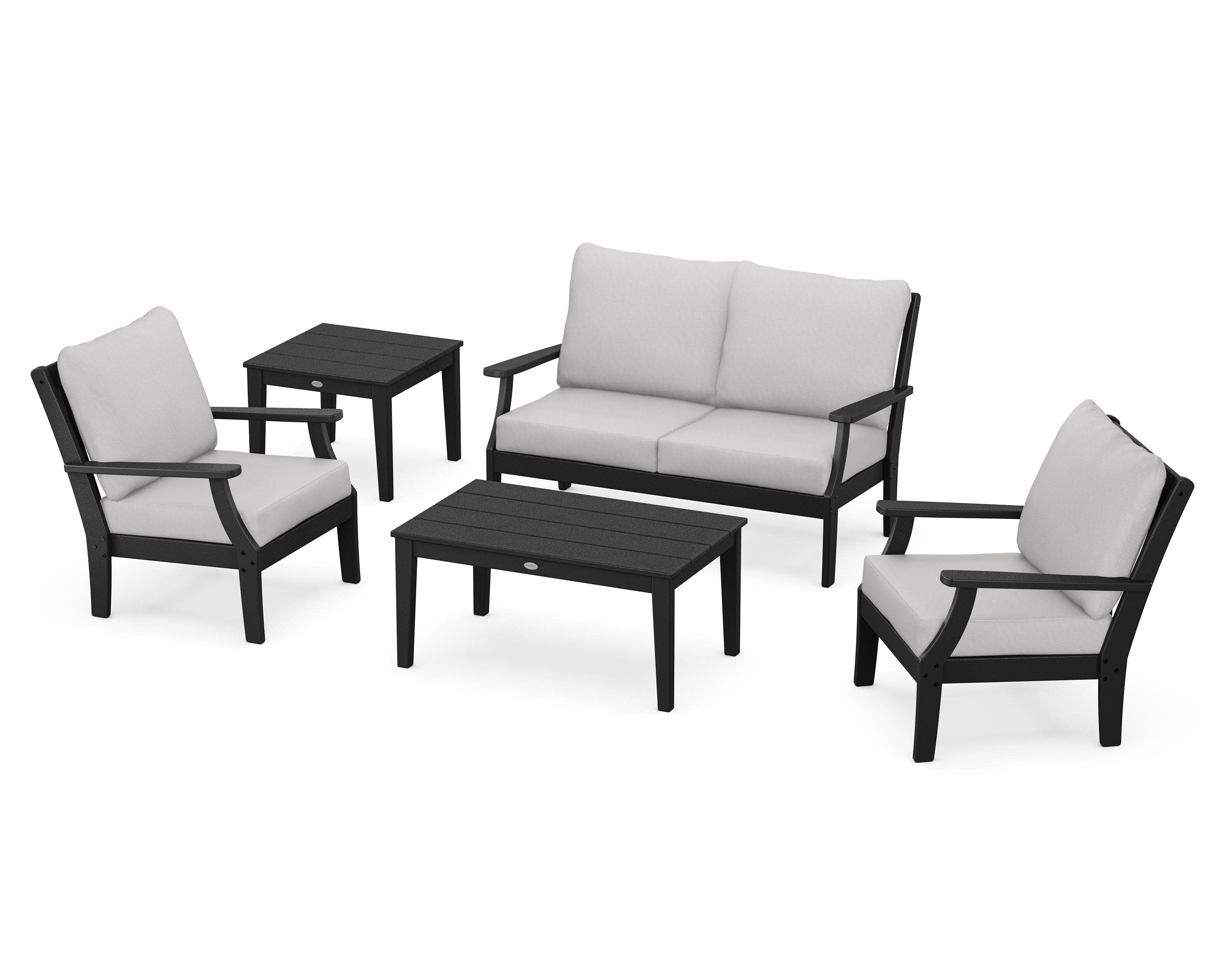 Braxton 5-Piece Deep Seating Set in Black / Diamond in the Rough