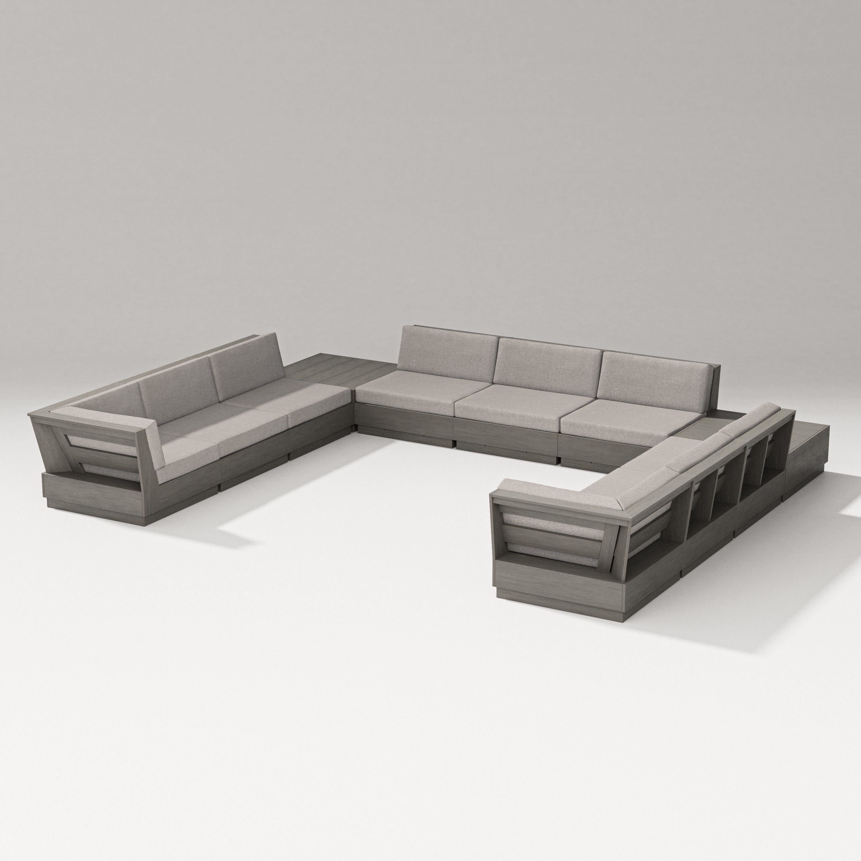 Elevate 11-Piece U-Shaped Sofa Sectional in Driftwood / Weathered Tweed