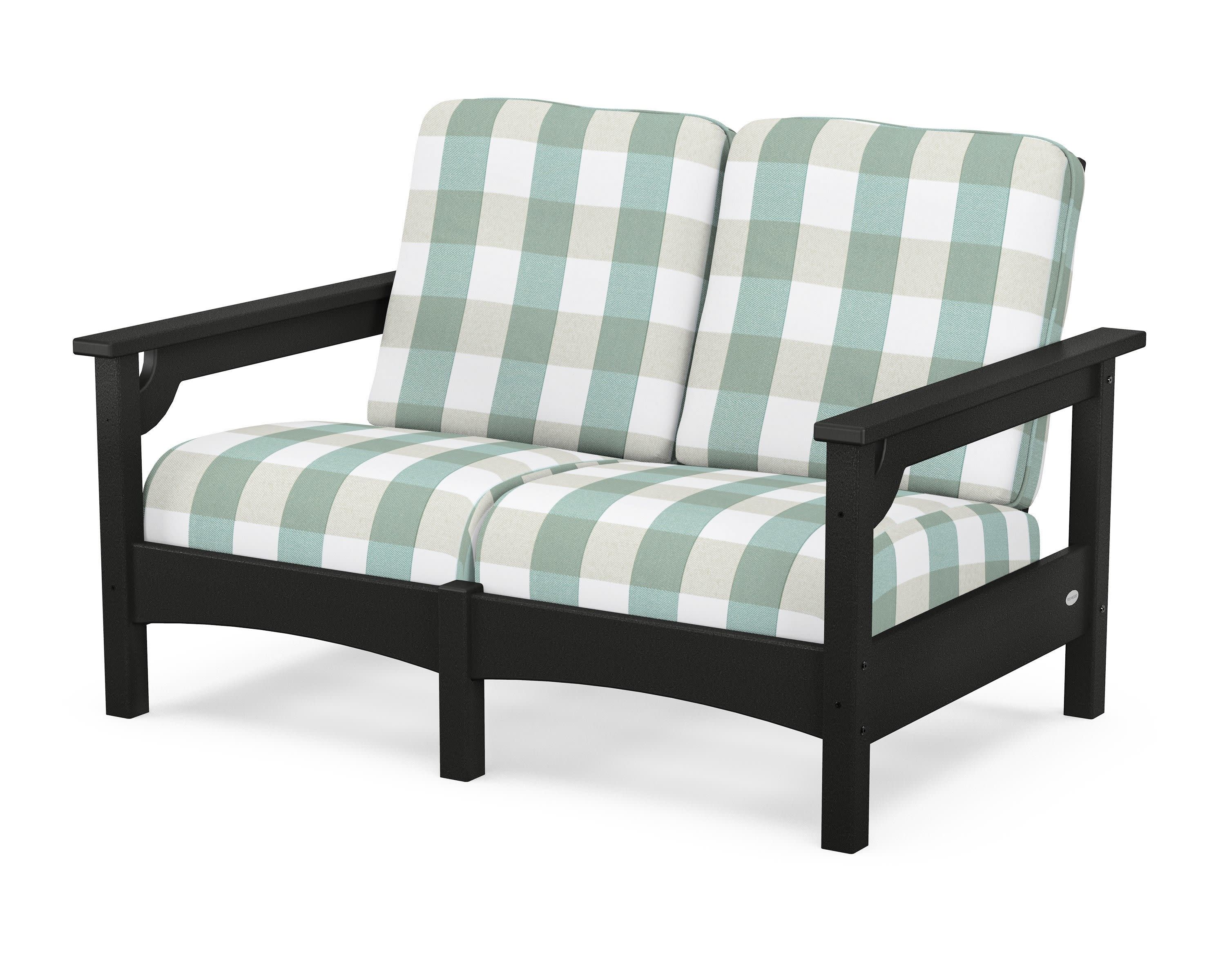 Club Loveseat in Black / Buffalo Plaid Glacier Spa