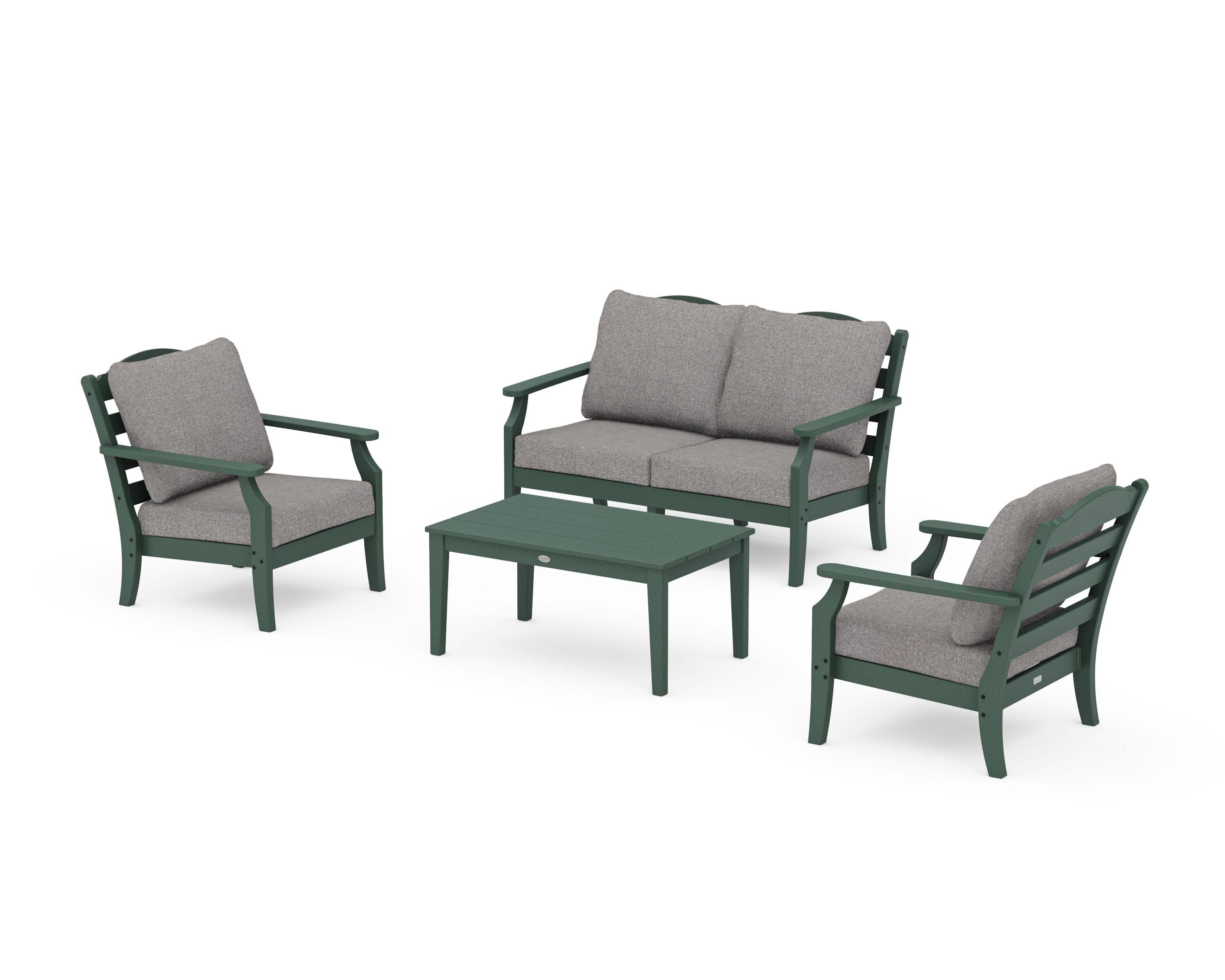Savannah 4-Piece Deep Seating Set with Loveseat in Green / Grey Mist