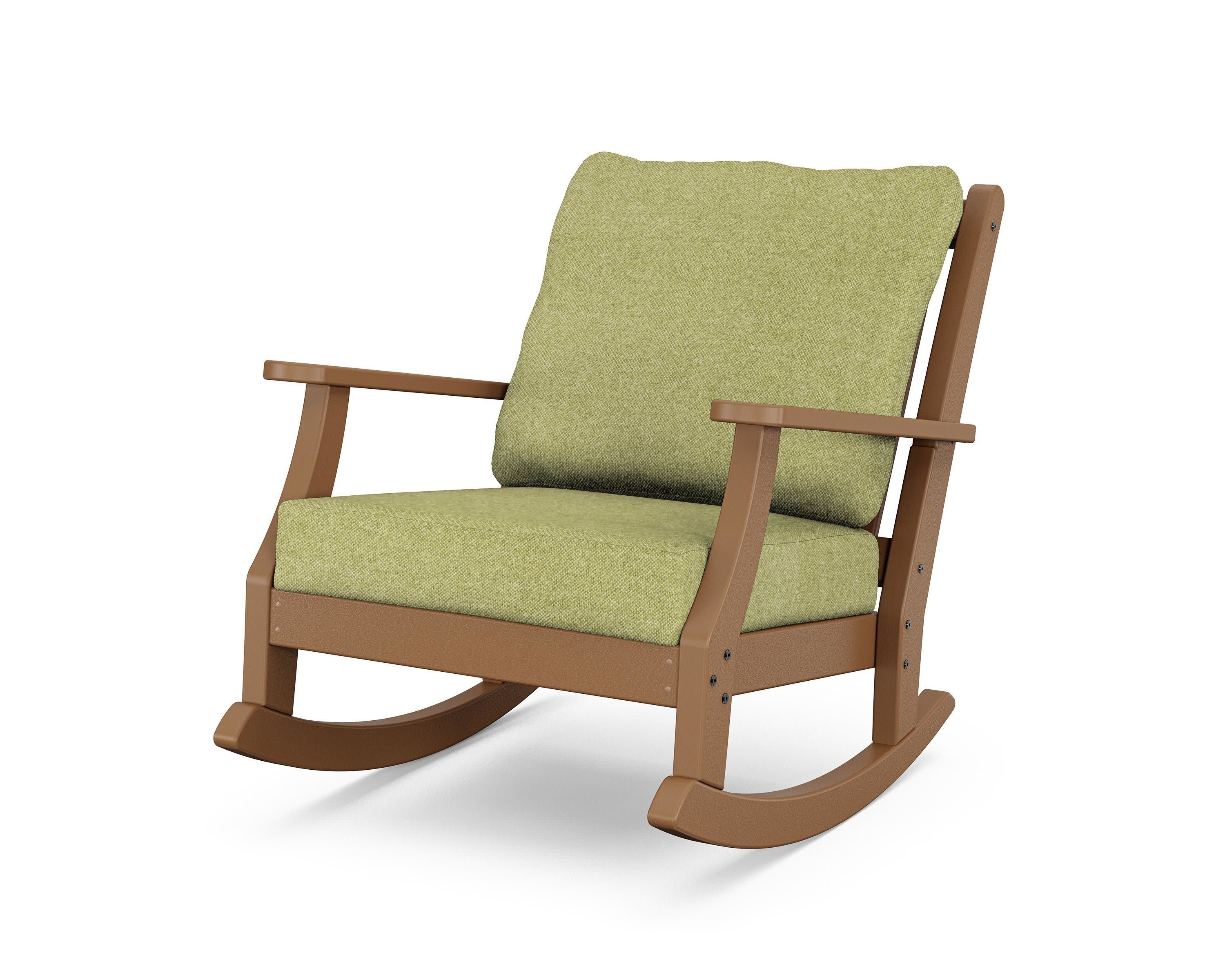 Wovendale Deep Seating Rocking Chair in Teak / Chartreuse Boucle