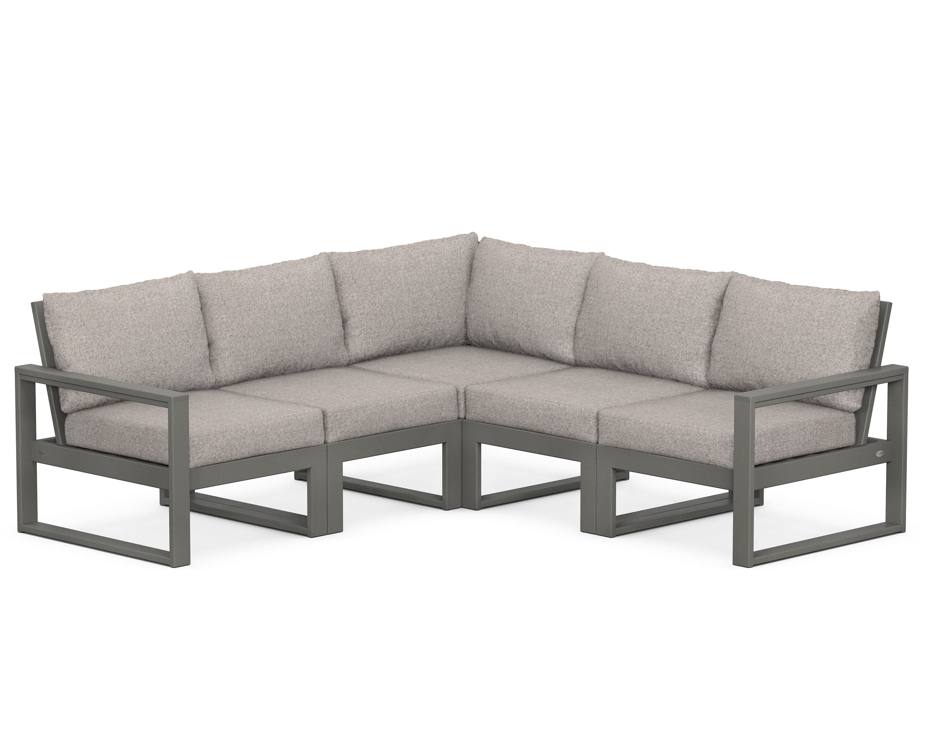 EDGE 5-Piece Modular Deep Seating Set in Slate Grey / Weathered Tweed