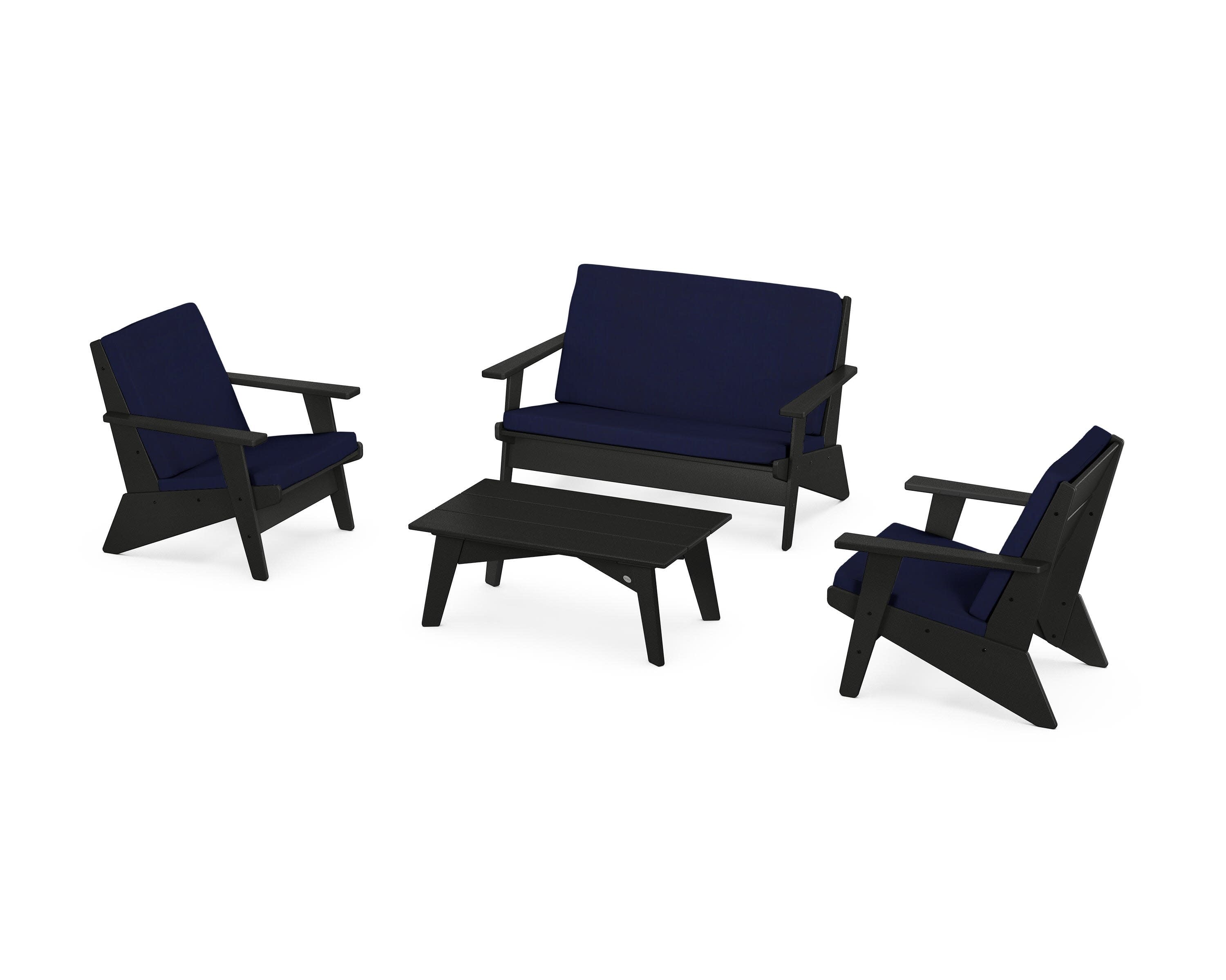 Riviera Modern Lounge 4-Piece Set in Black / Navy