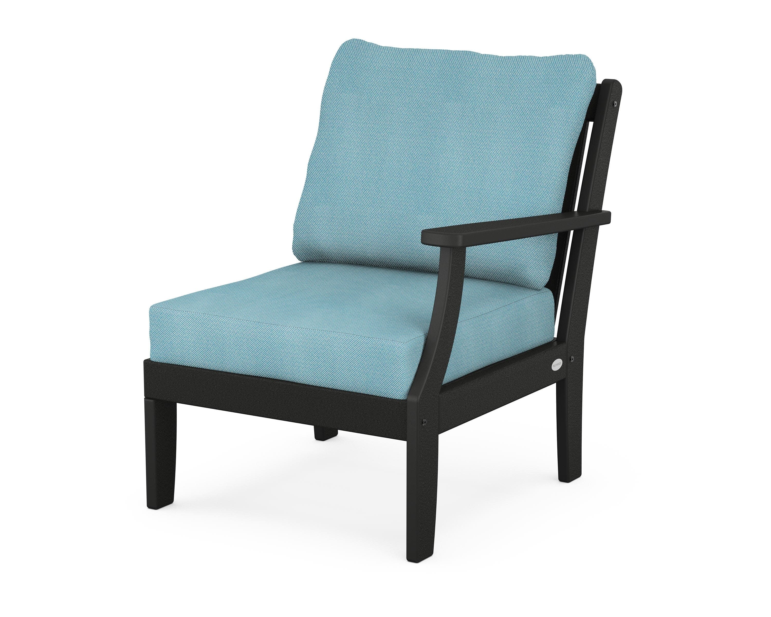 Braxton Modular Right Arm Chair in Black / Lattice Sky Blue