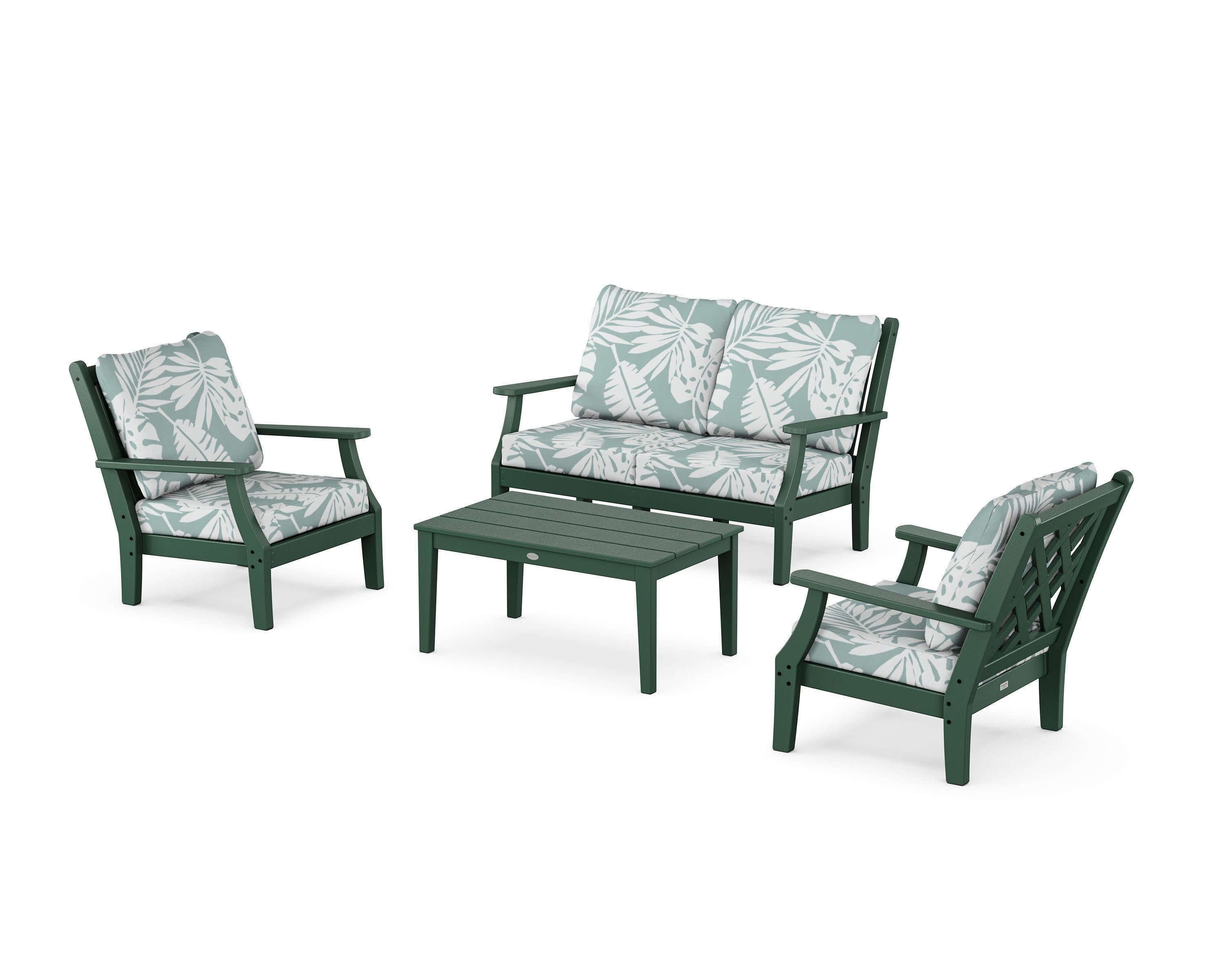 Wovendale 4-Piece Deep Seating Set with Loveseat in Green / Leaf Glacier Spa
