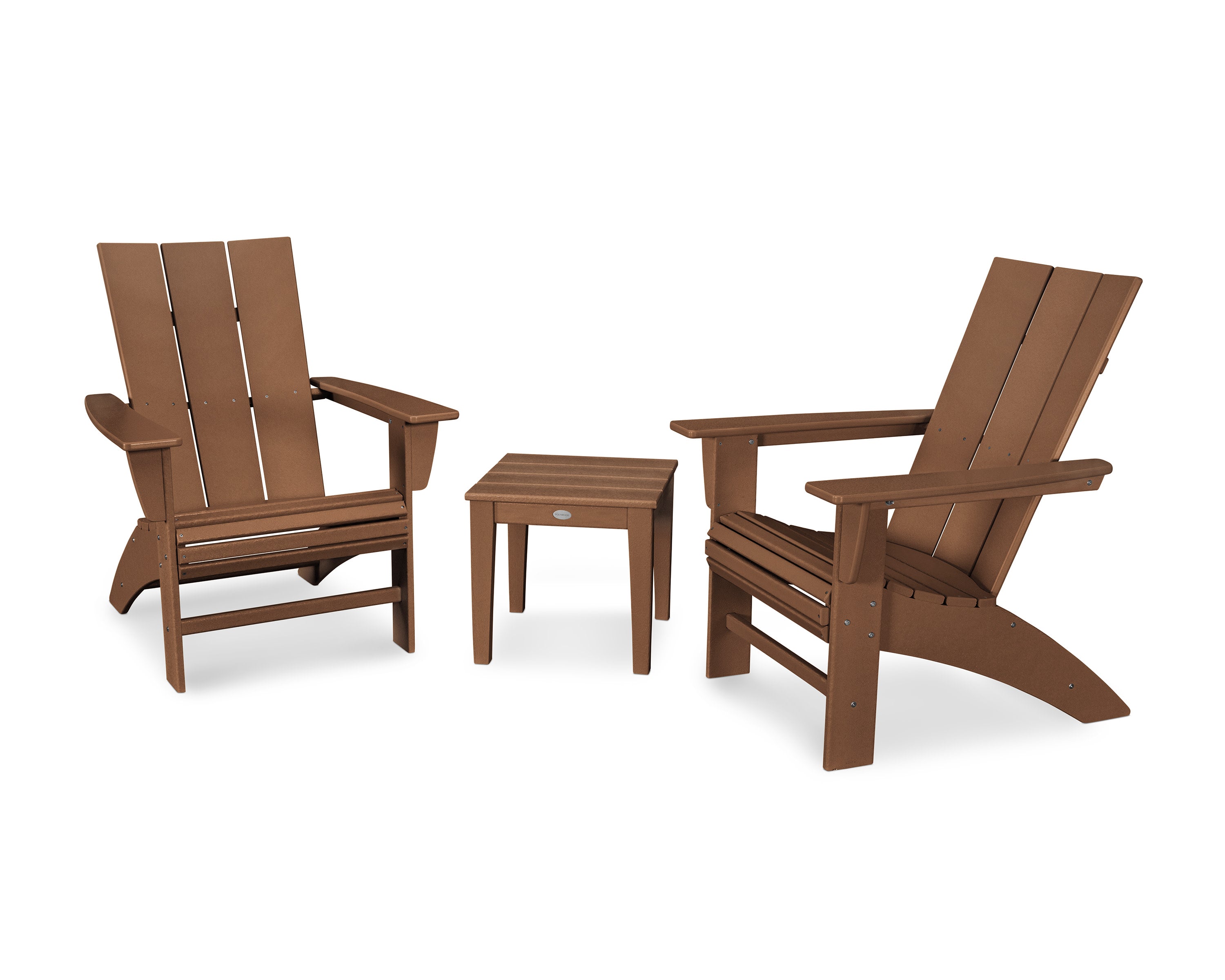 Modern 3-Piece Curveback Adirondack Set in Teak