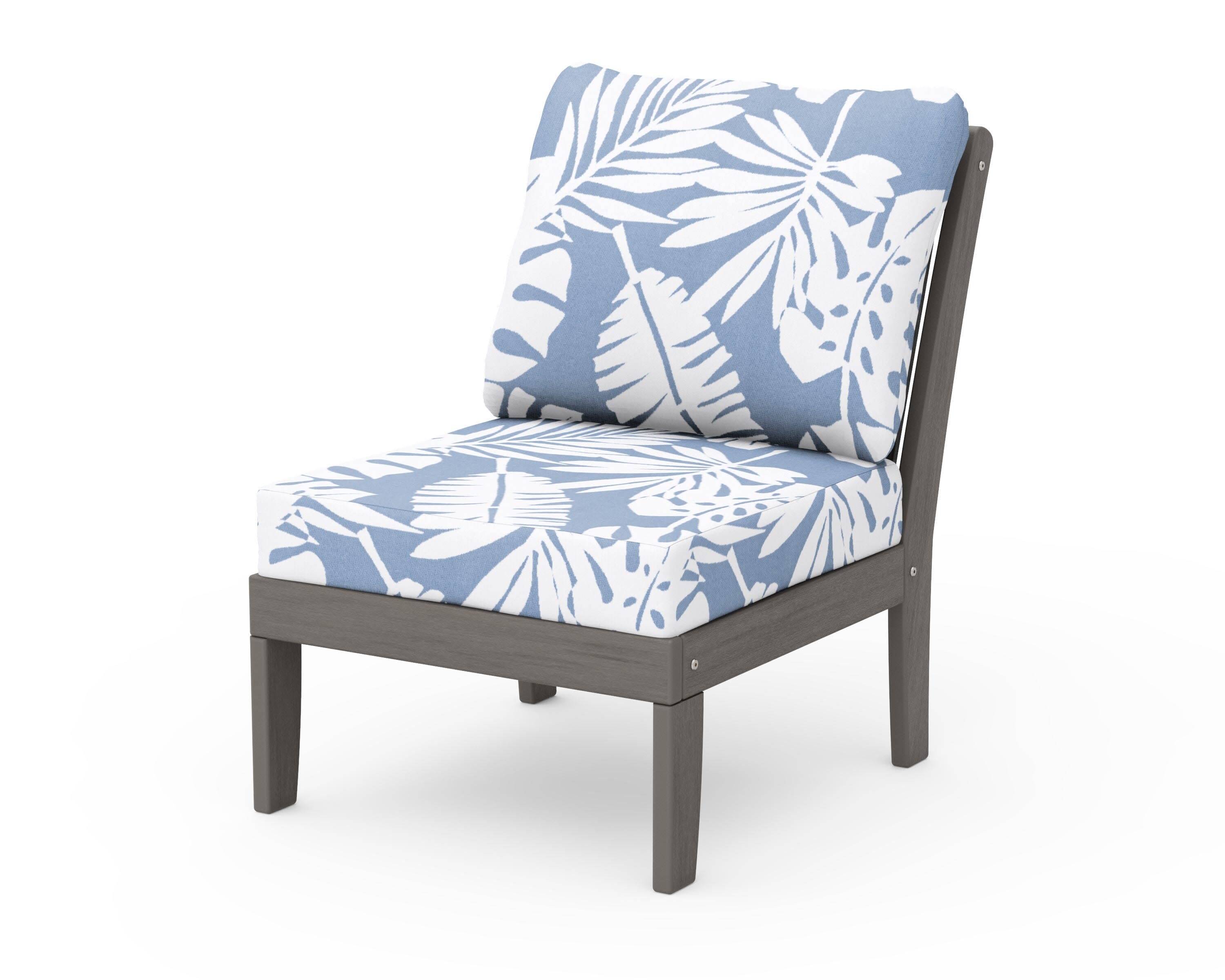 Braxton Modular Armless Chair in Driftwood / Leaf Sky Blue