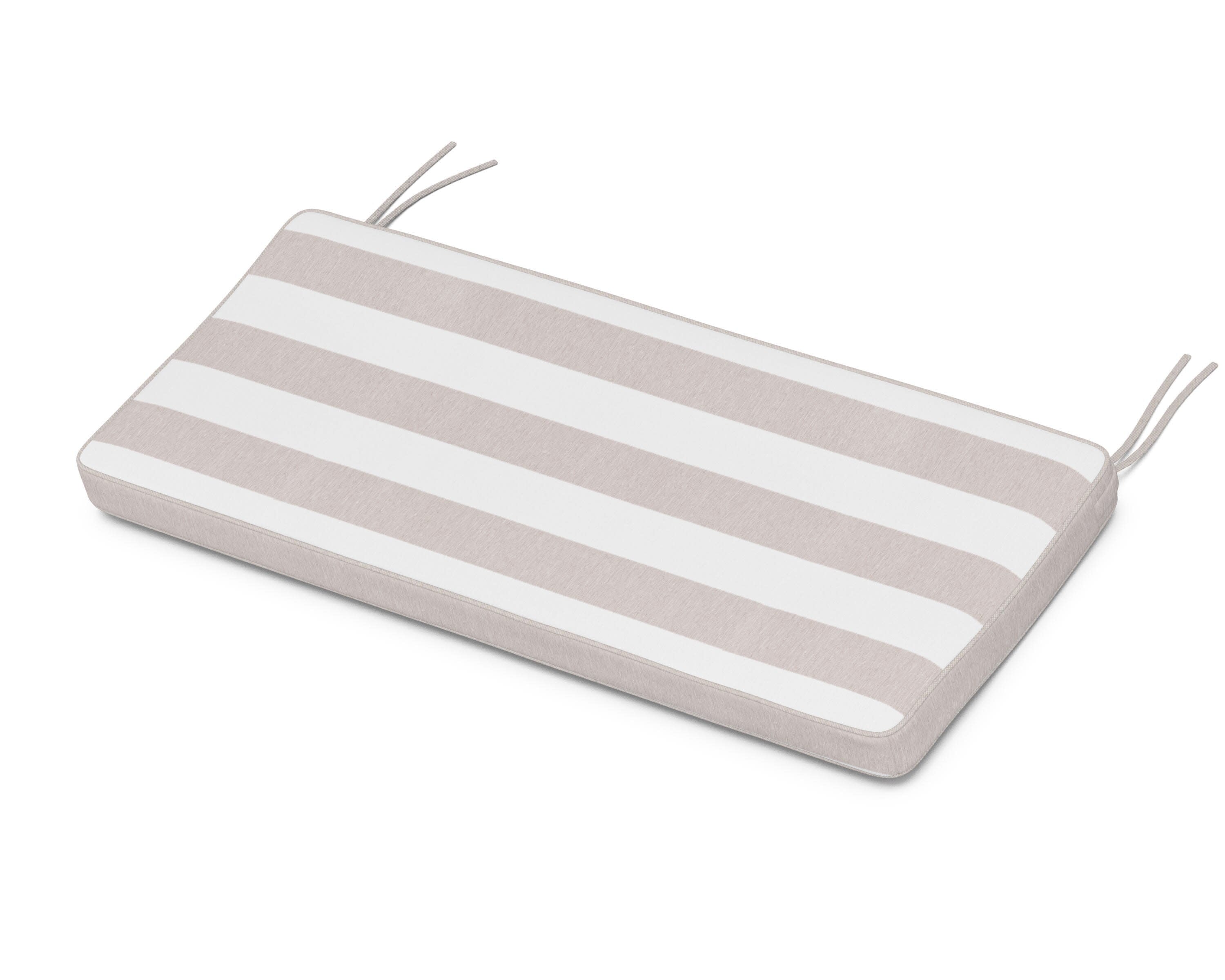 Chinoiserie Bench Seat Cushion in Cabana Stripe Dune Burlap