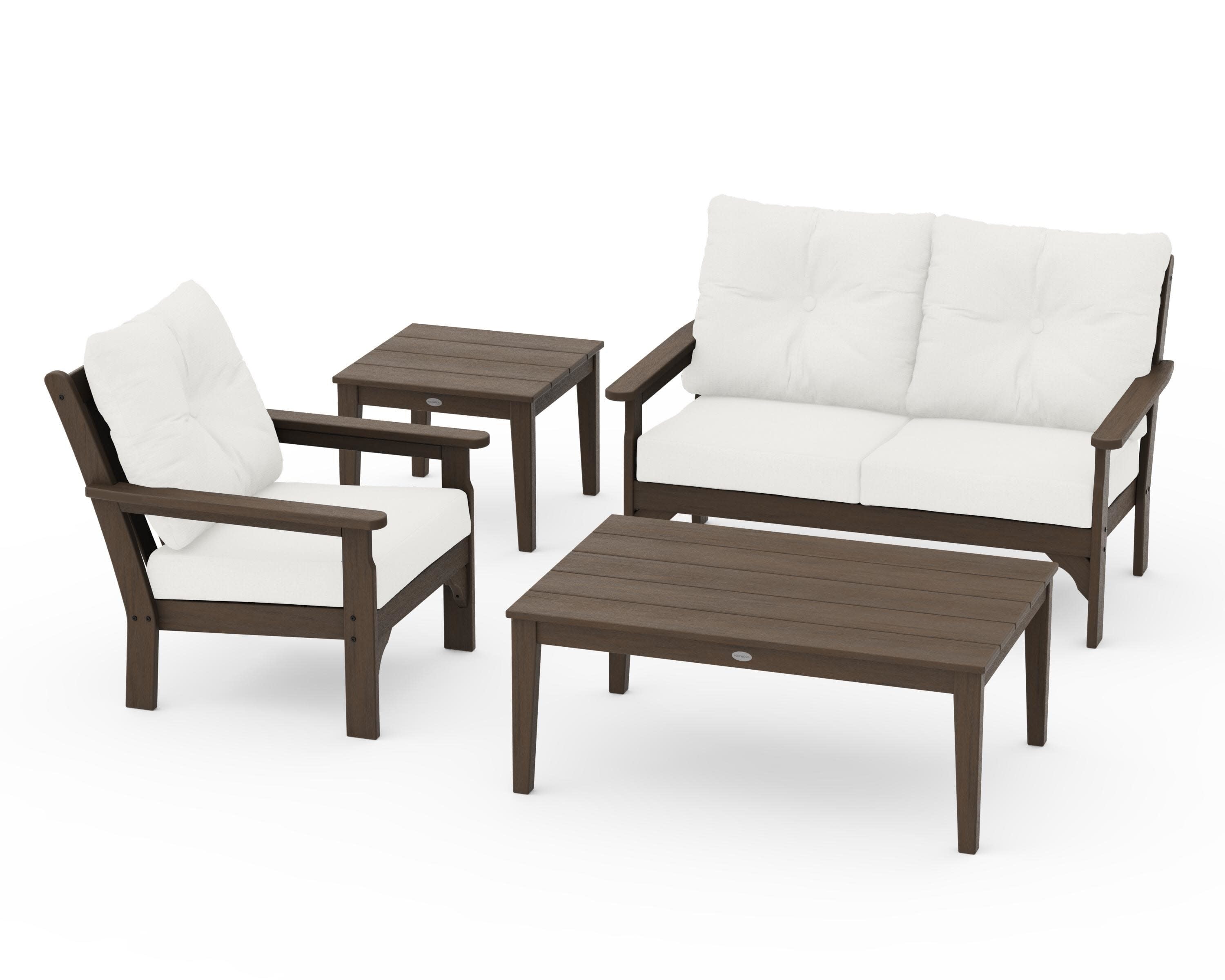 Vineyard 4-Piece Deep Seating Set in Kona / Natural Linen