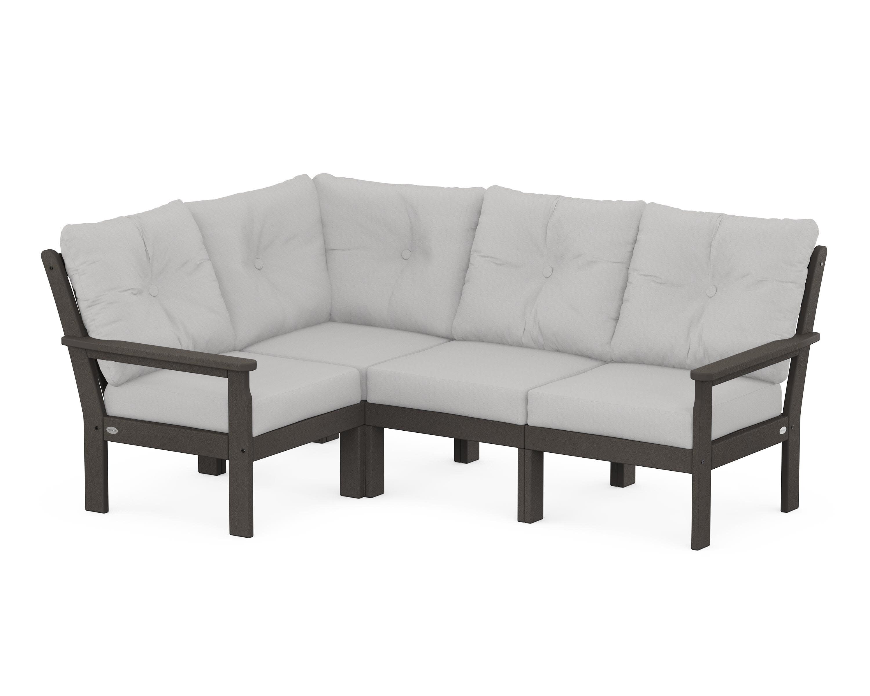 Vineyard 4-Piece Sectional in Vintage Coffee / Diamond in the Rough