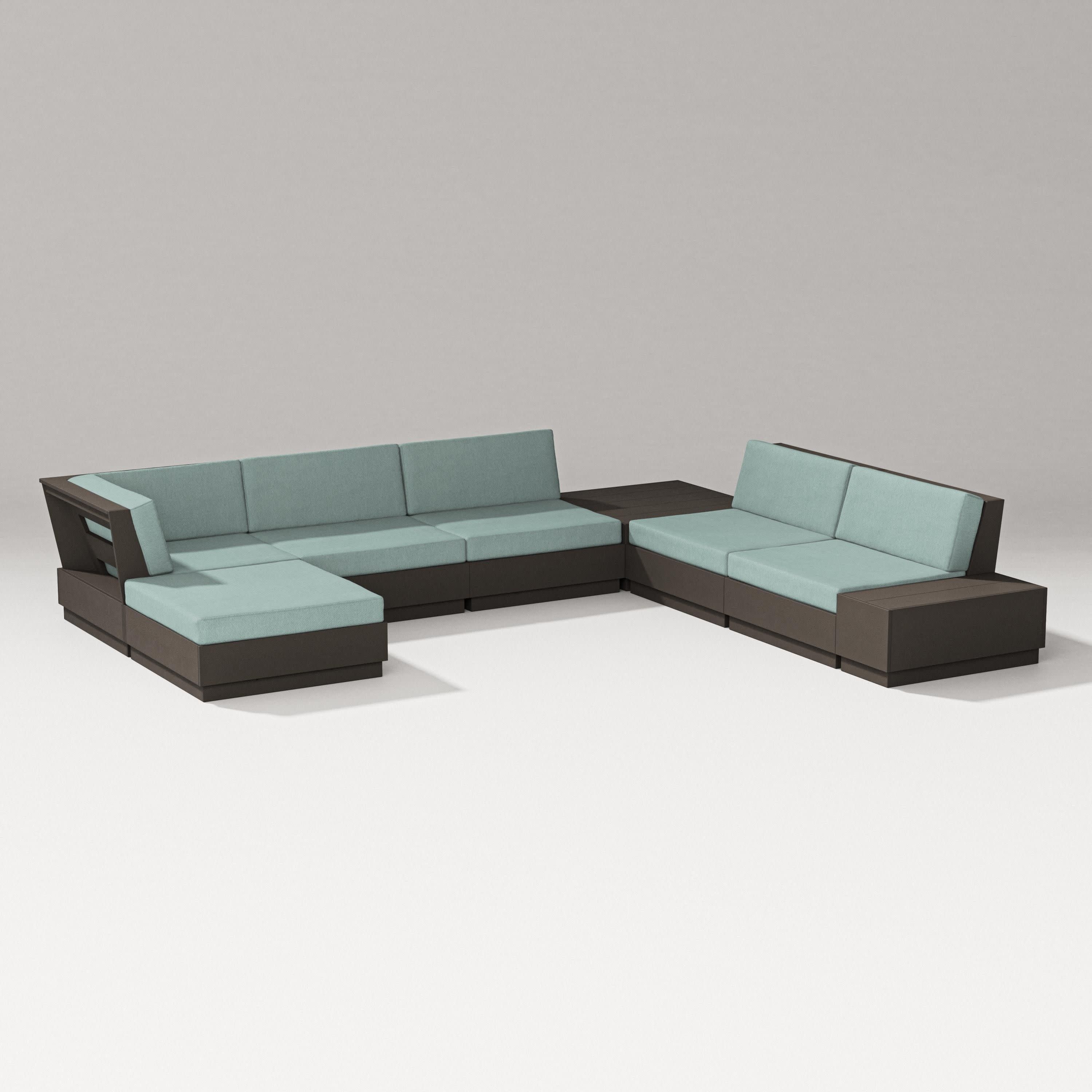 Elevate 8-Piece Corner Sectional in Vintage Coffee / Glacier Spa