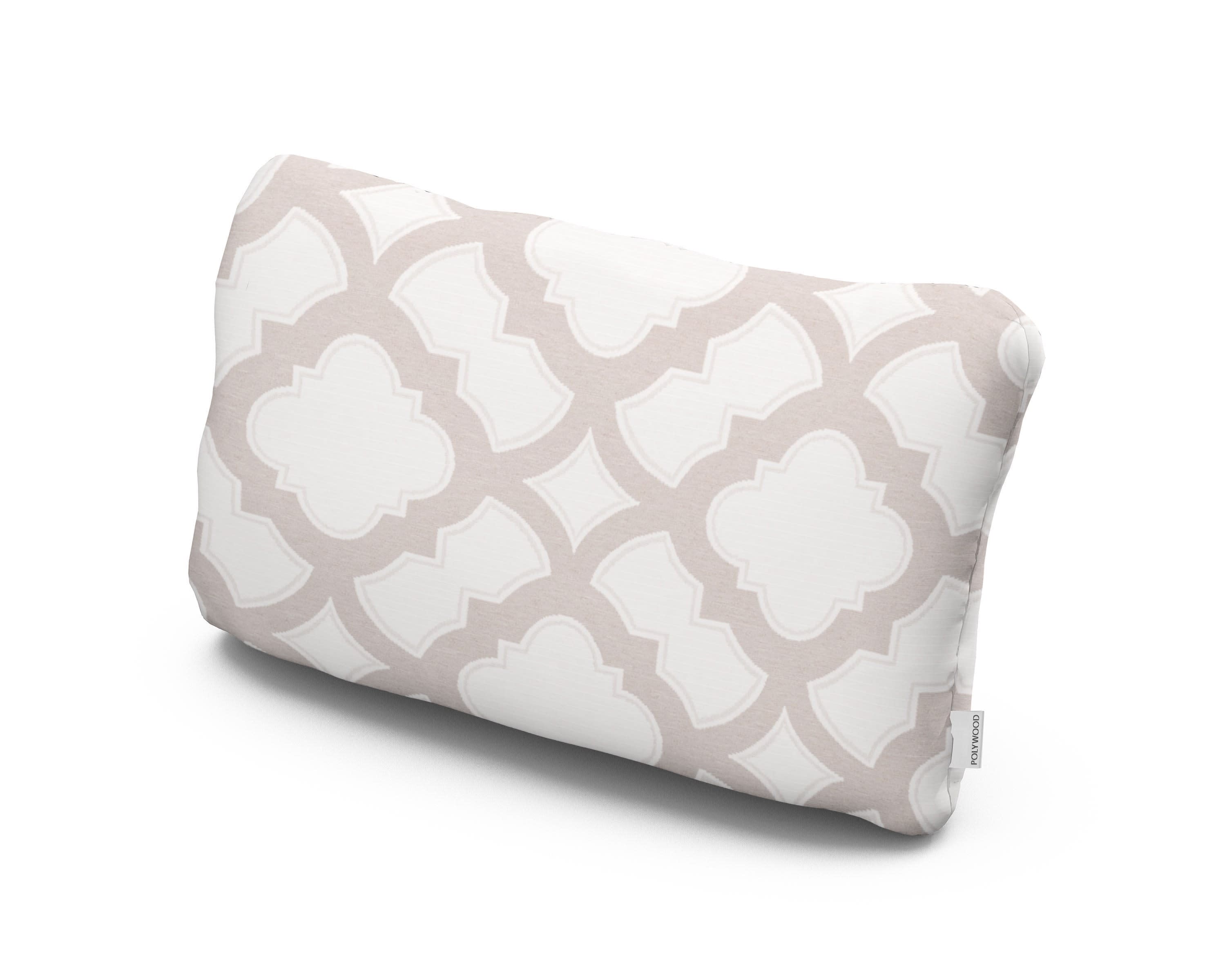Outdoor Lumbar Pillow in Trellis Dune Burlap