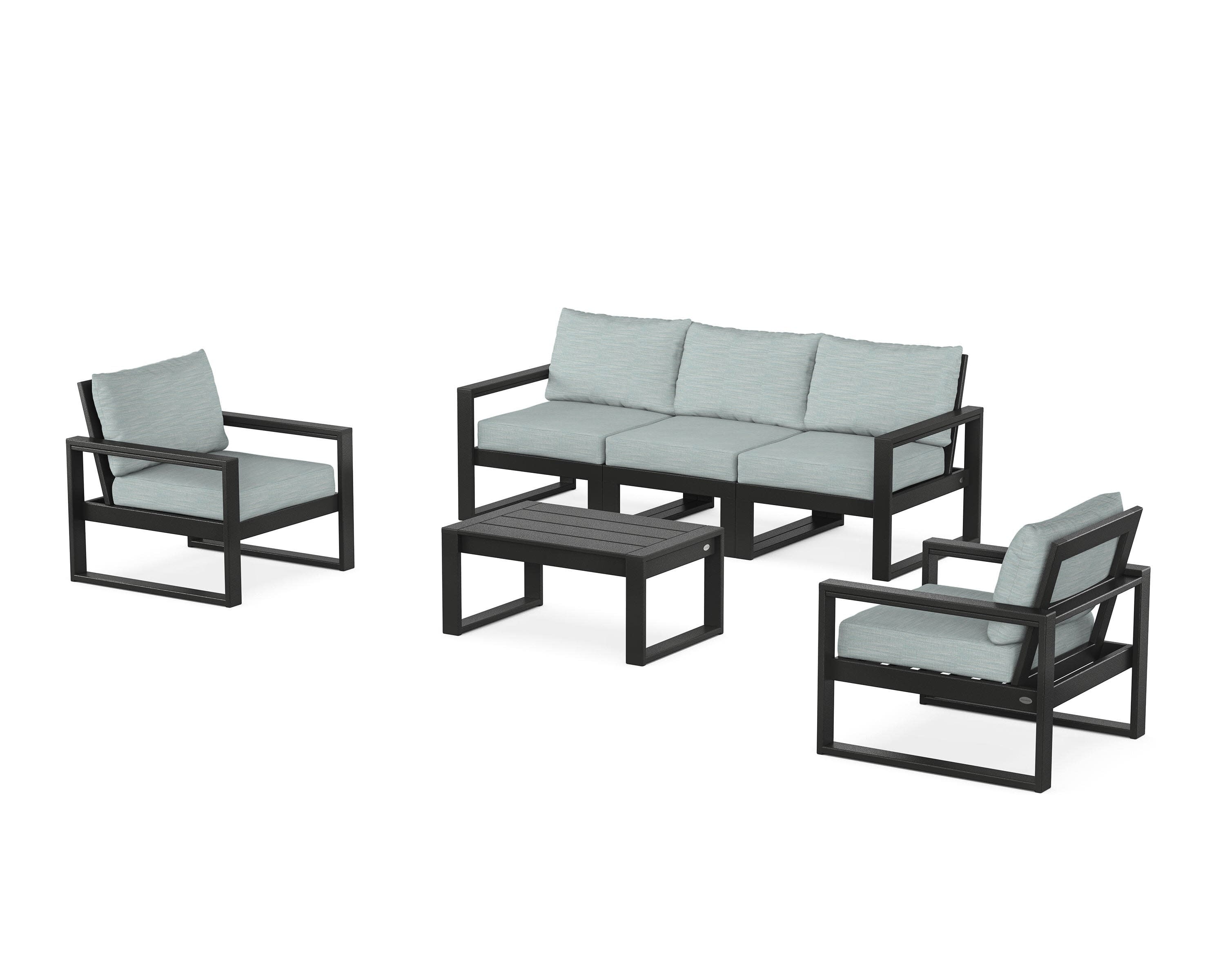 EDGE Sectional 4-Piece Deep Seating Set with Sofa in Black / Soothe Mist