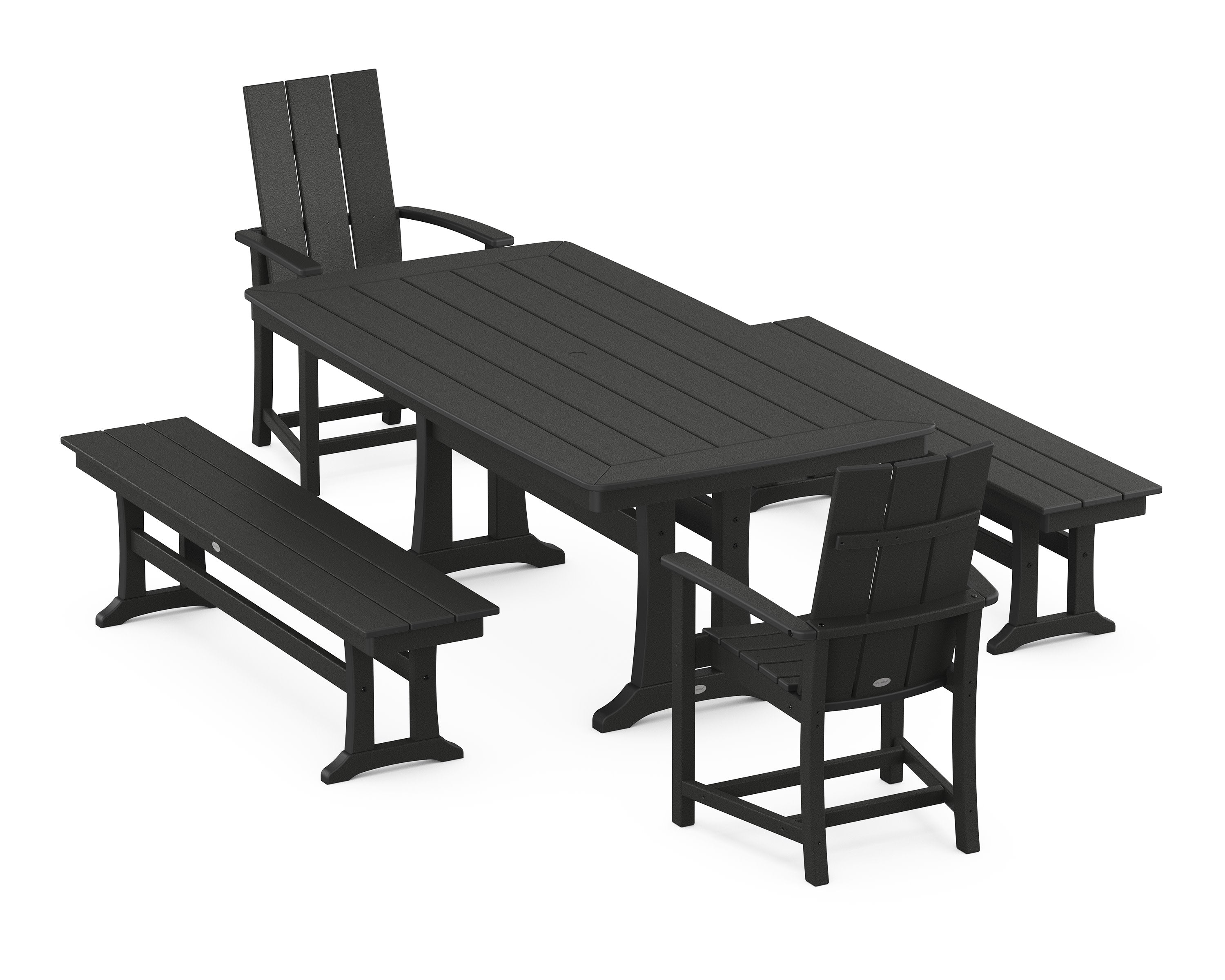 Modern Adirondack 5-Piece Dining Set with Trestle Legs in Black