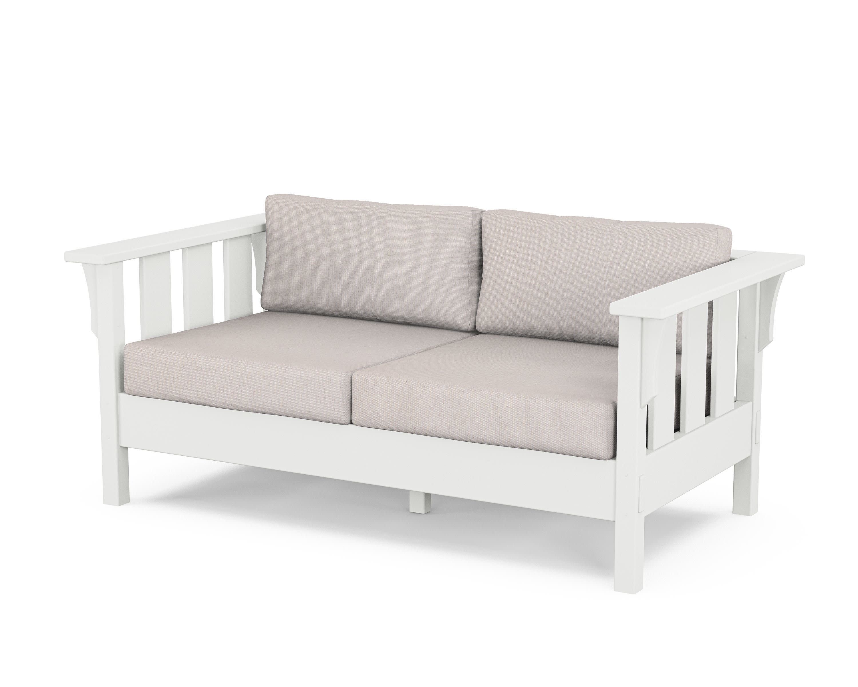 Acadia Deep Seating Loveseat in White / Dune Burlap