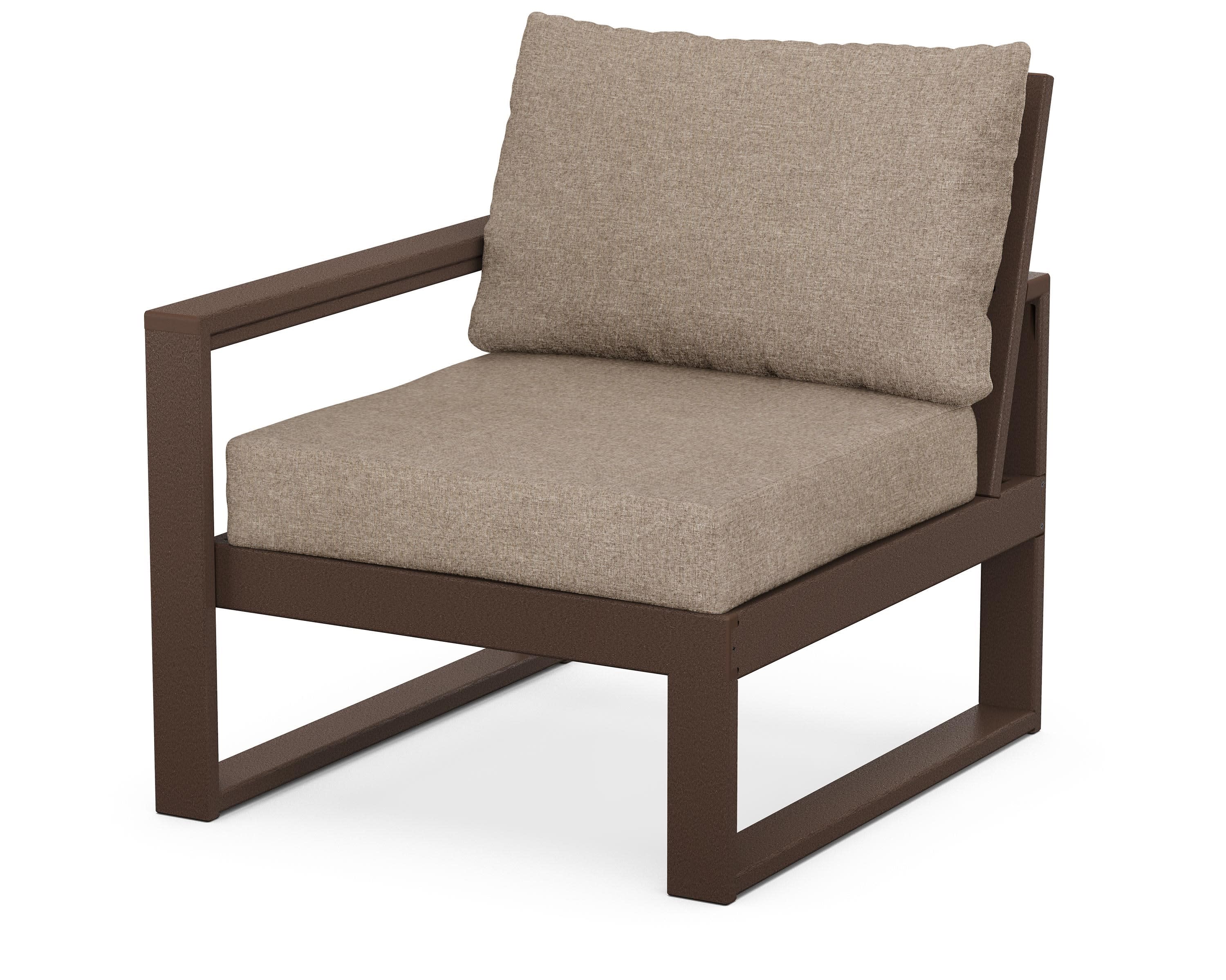 EDGE Modular Left Arm Chair in Mahogany / Spiced Burlap