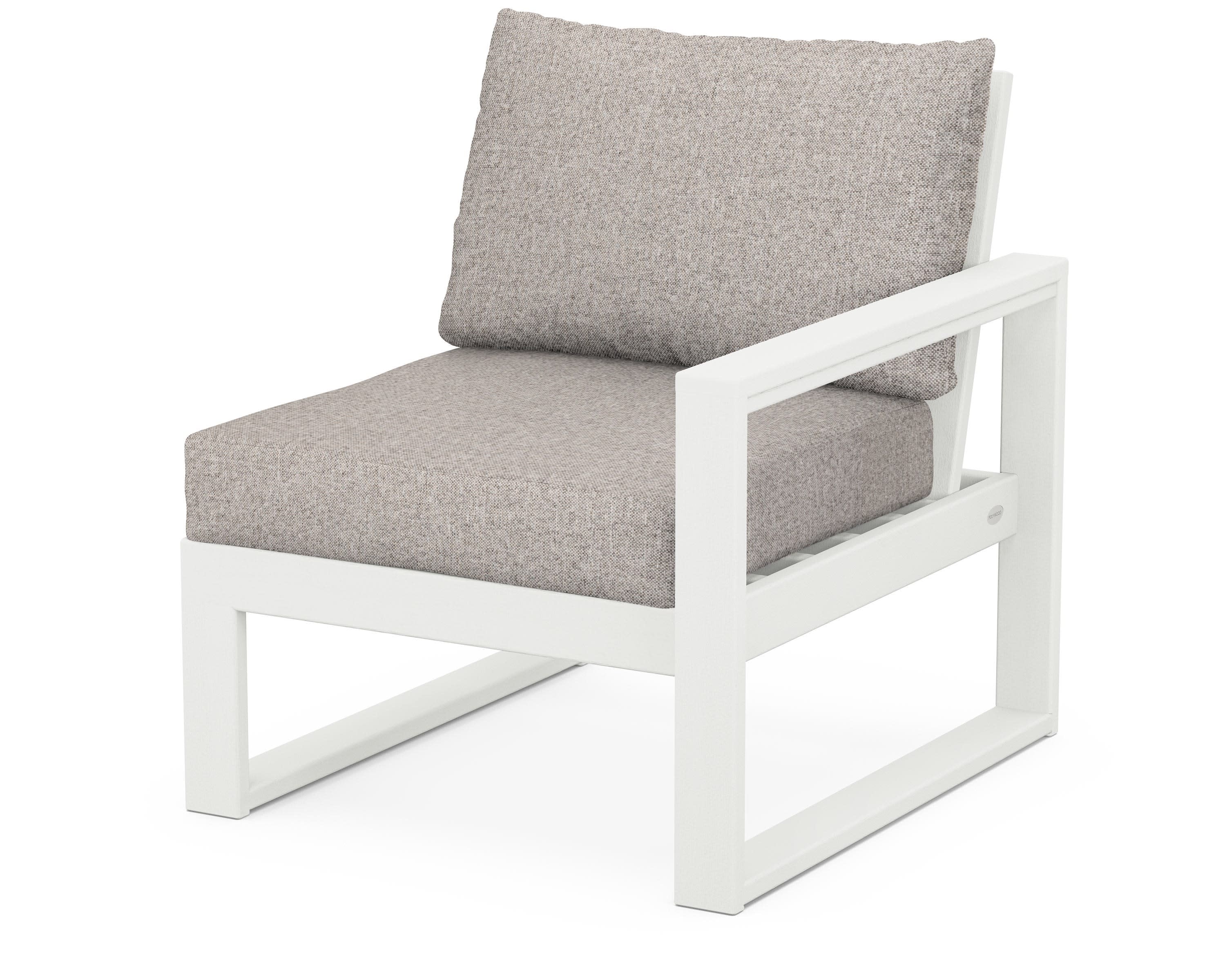 EDGE Modular Right Arm Chair in Vintage White / Weathered Tweed
