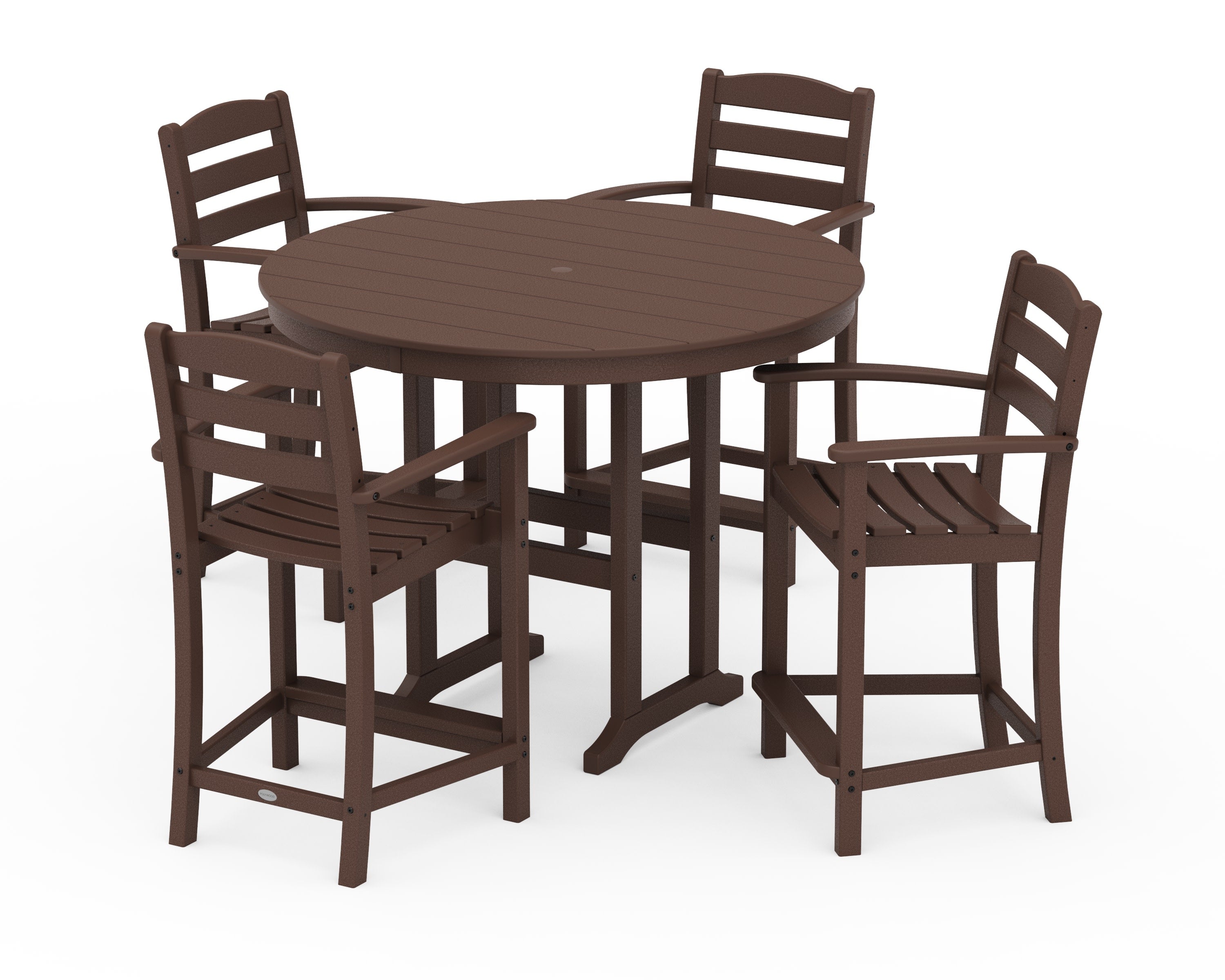 La Casa Caf 5-Piece Round Farmhouse Counter Set in Mahogany