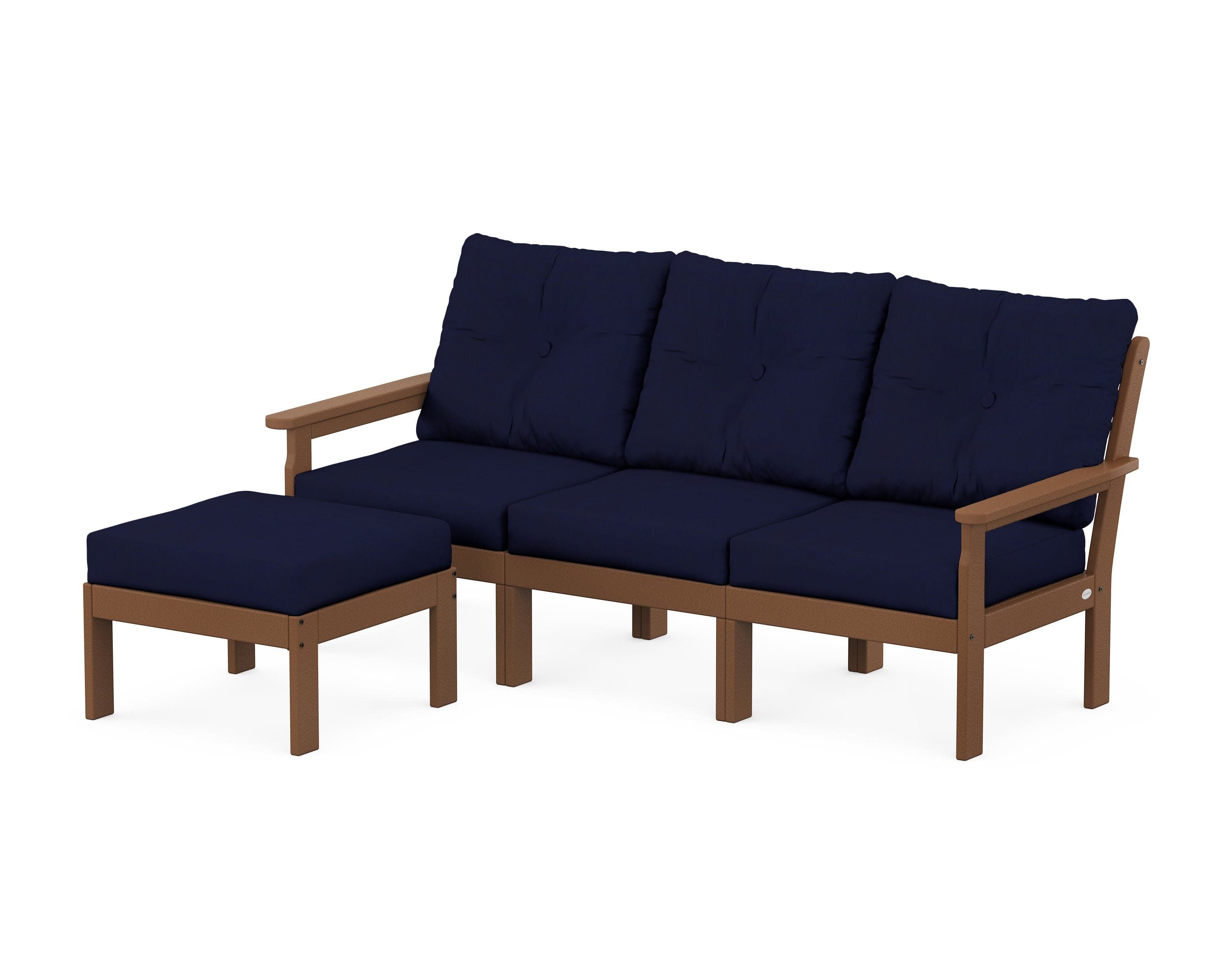 Vineyard 4-Piece Sectional with Ottoman in Teak / Navy