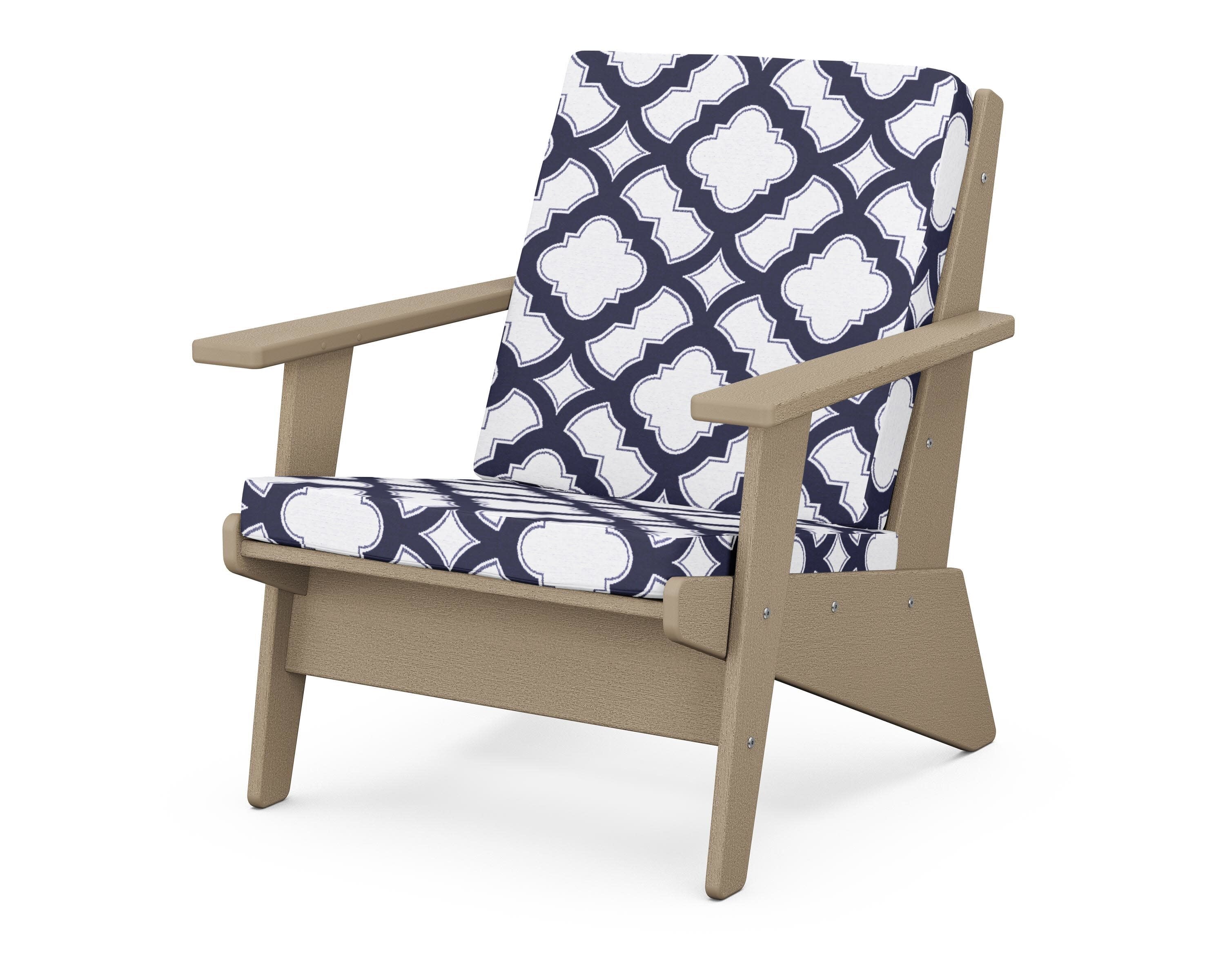 Riviera Modern Lounge Chair in Vintage Sahara / Trellis Navy