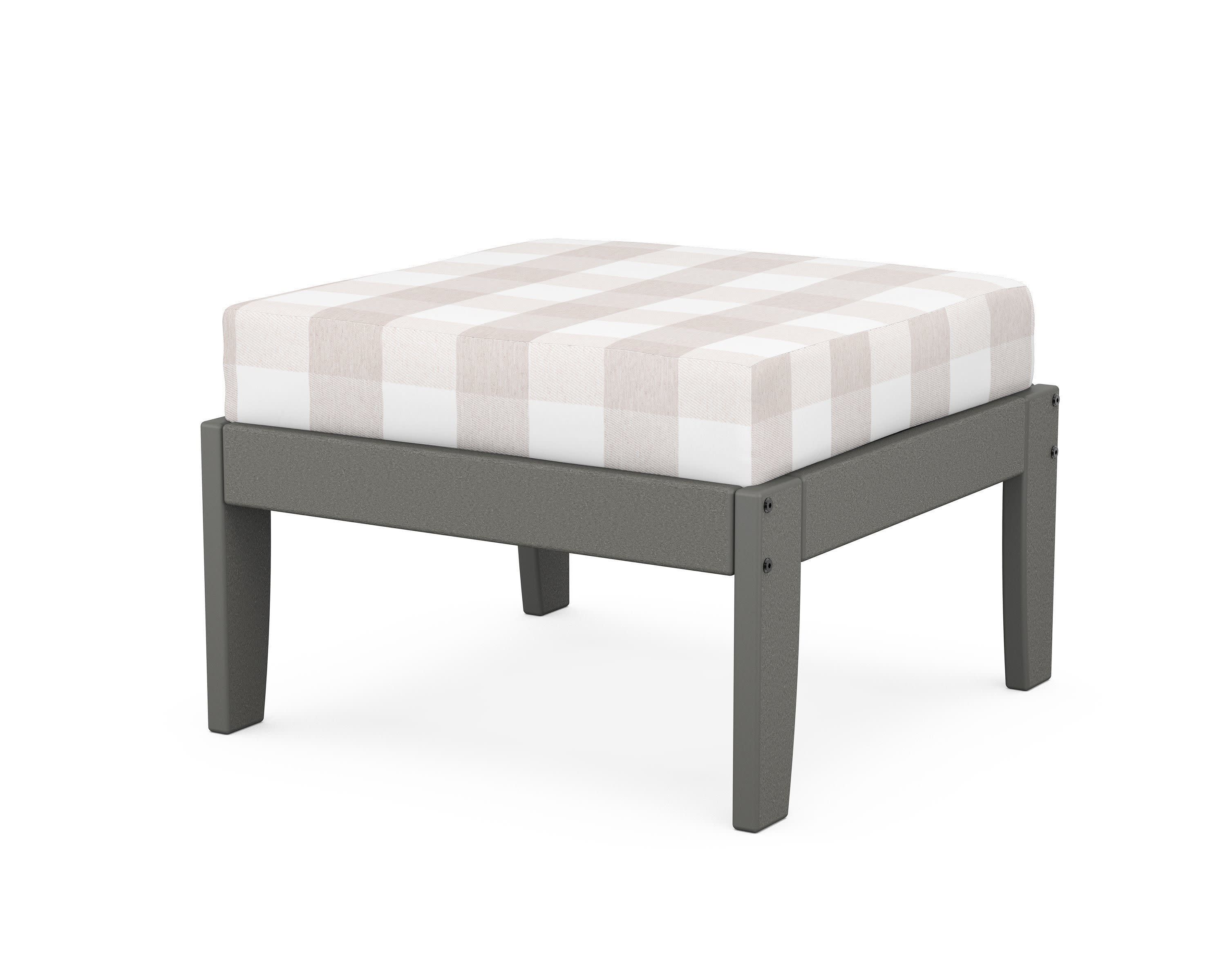 Modular Ottoman - Classic in Slate Grey / Buffalo Plaid Dune Burlap
