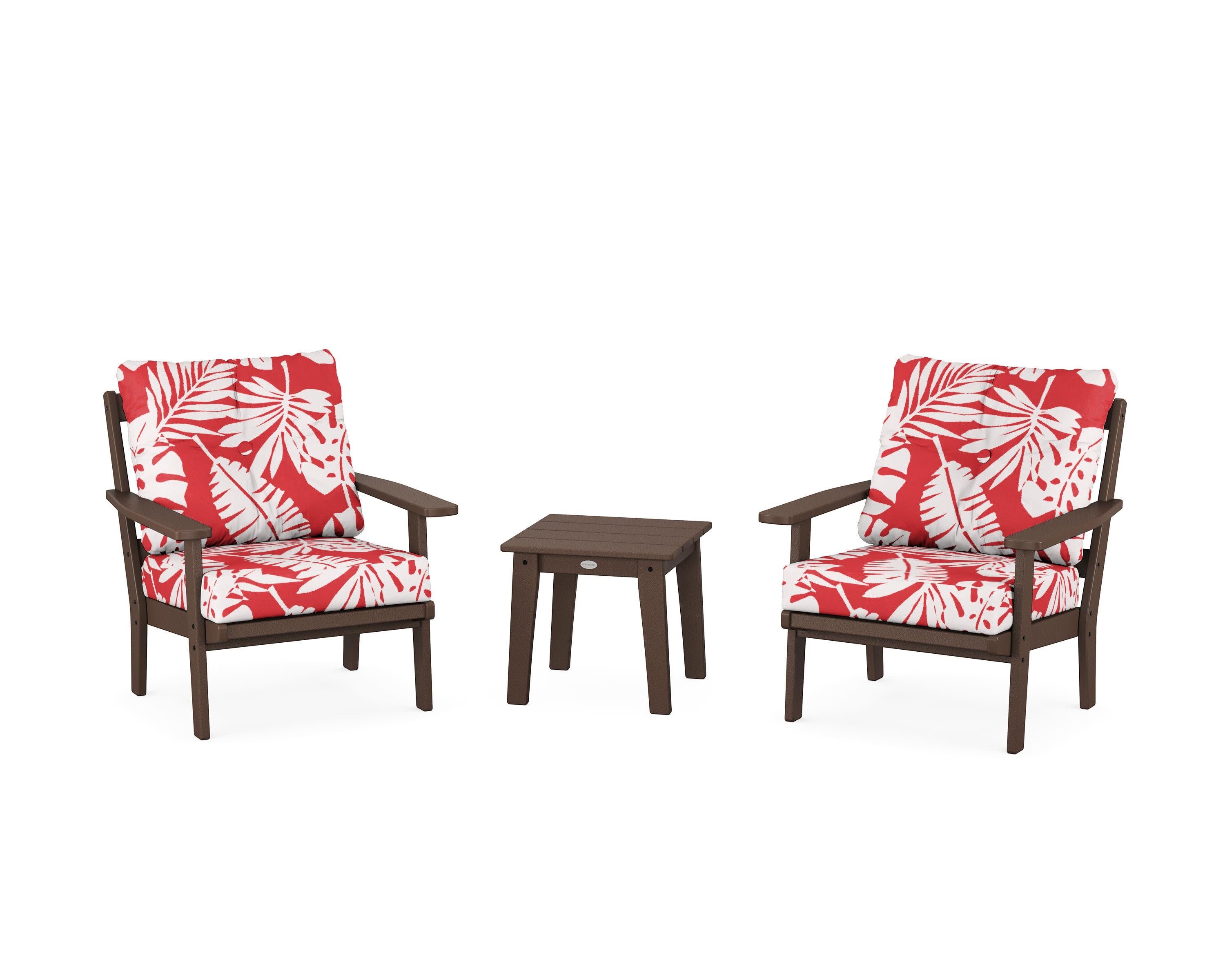 Oxford 3-Piece Deep Seating Set in Mahogany / Leaf Crimson