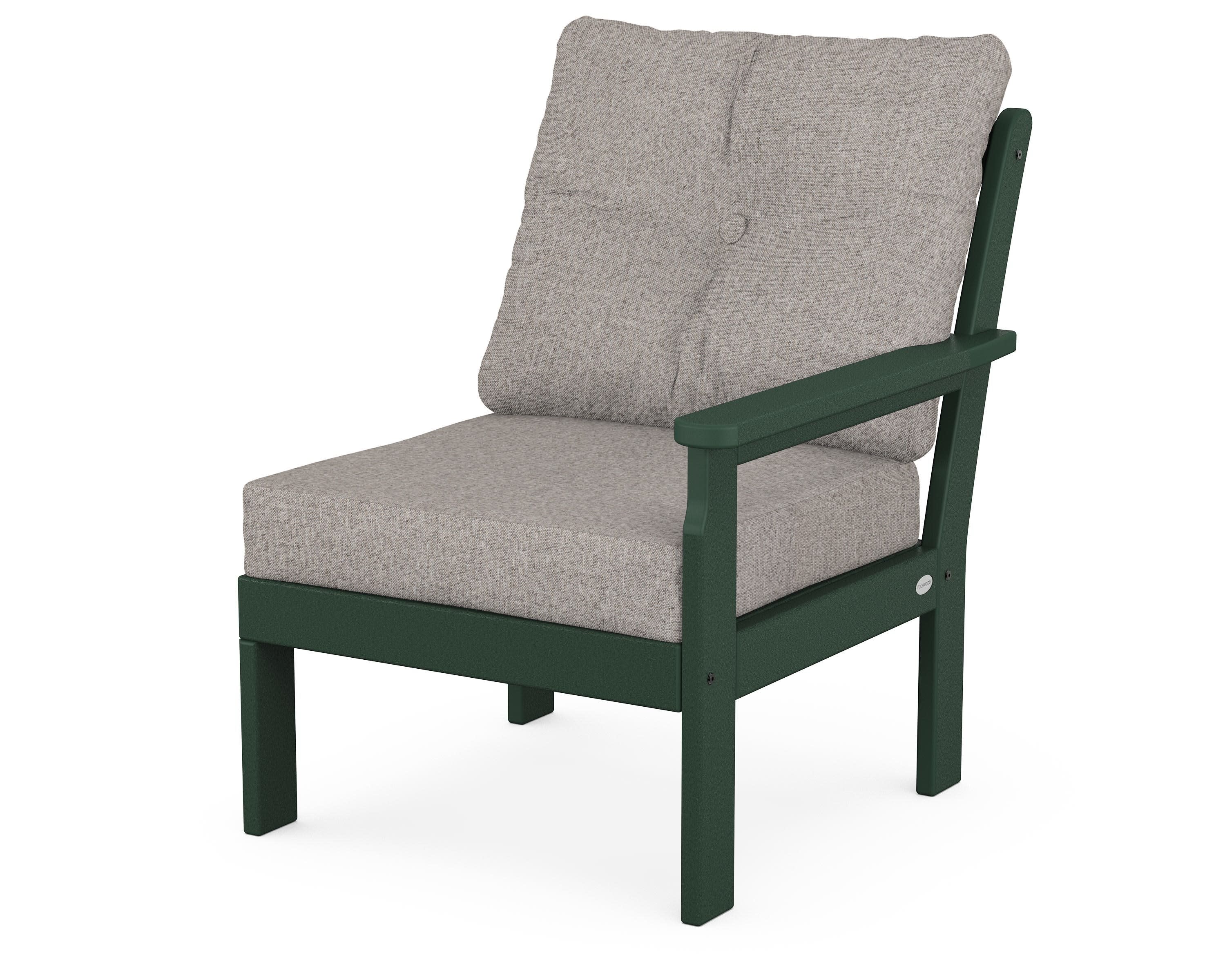 Vineyard Modular Right Arm Chair in Green / Weathered Tweed