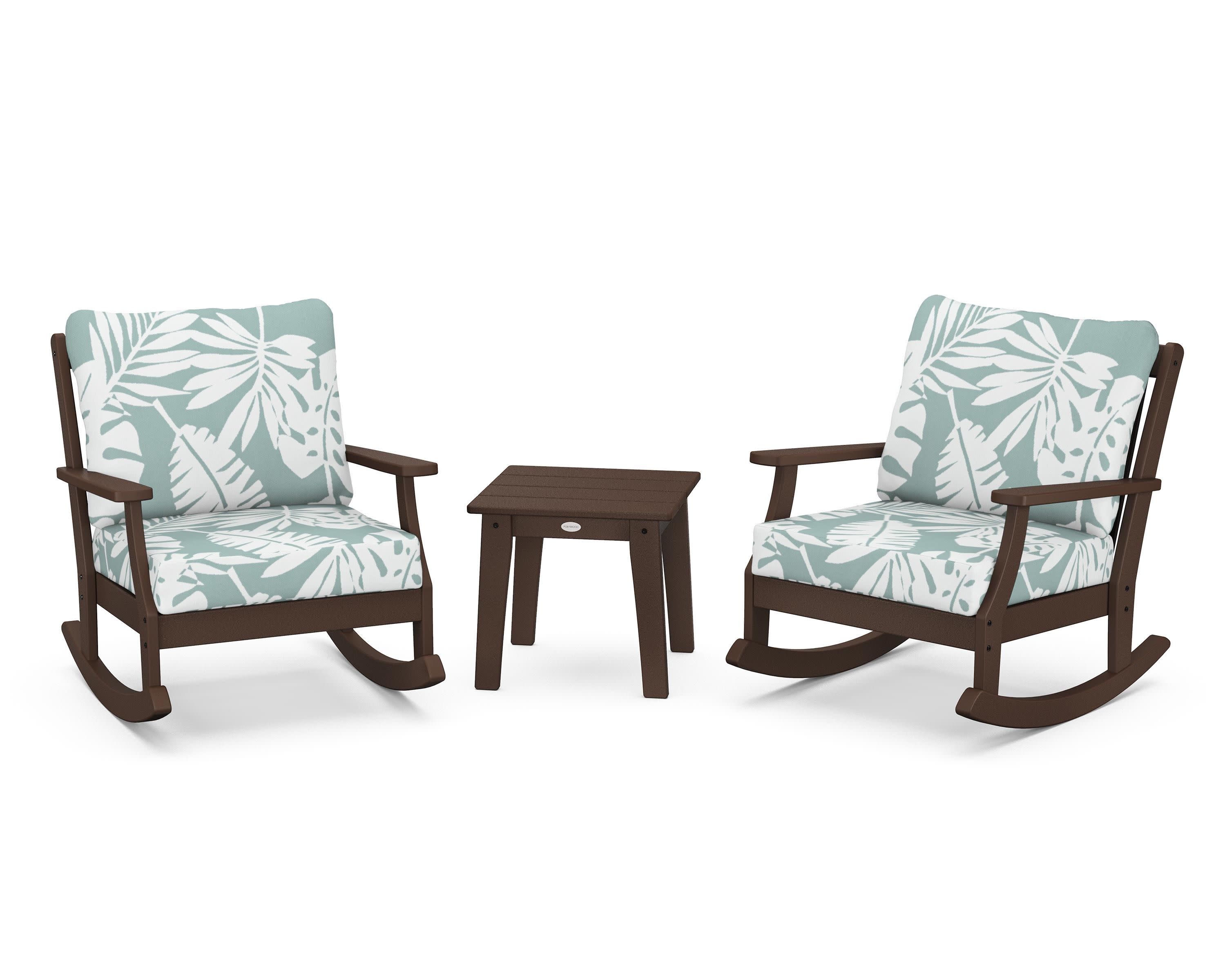 Braxton 3-Piece Deep Seating Rocker Set in Mahogany / Leaf Glacier Spa