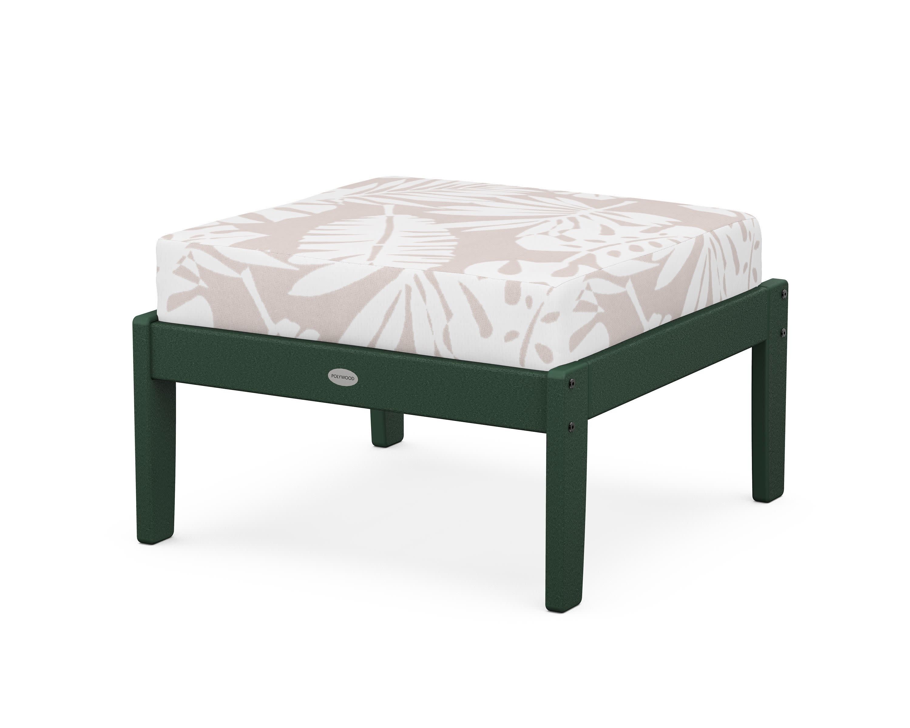 Braxton Deep Seating Ottoman in Green / Leaf Dune Burlap