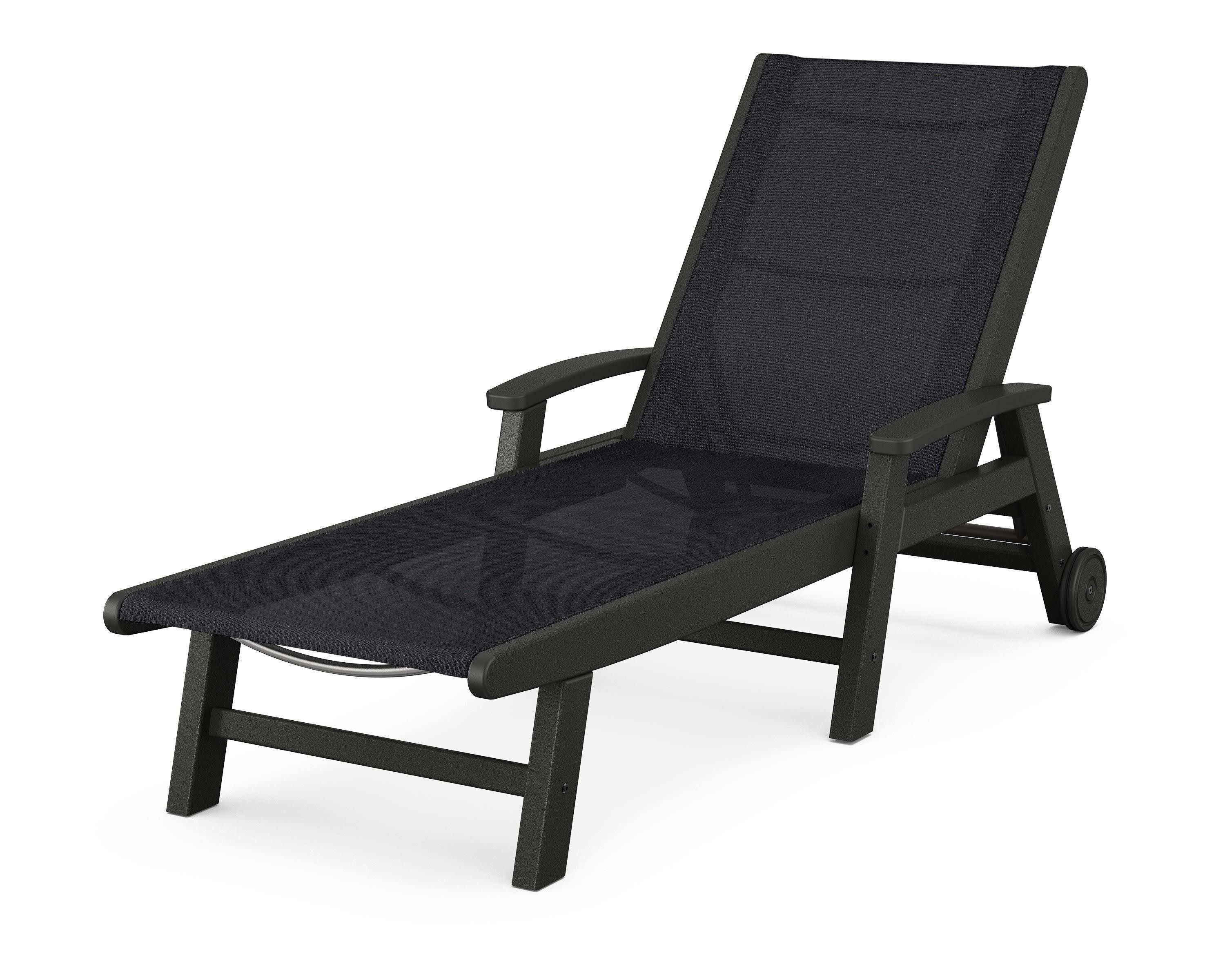 Coastal Chaise with Wheels in Black / Black Sling