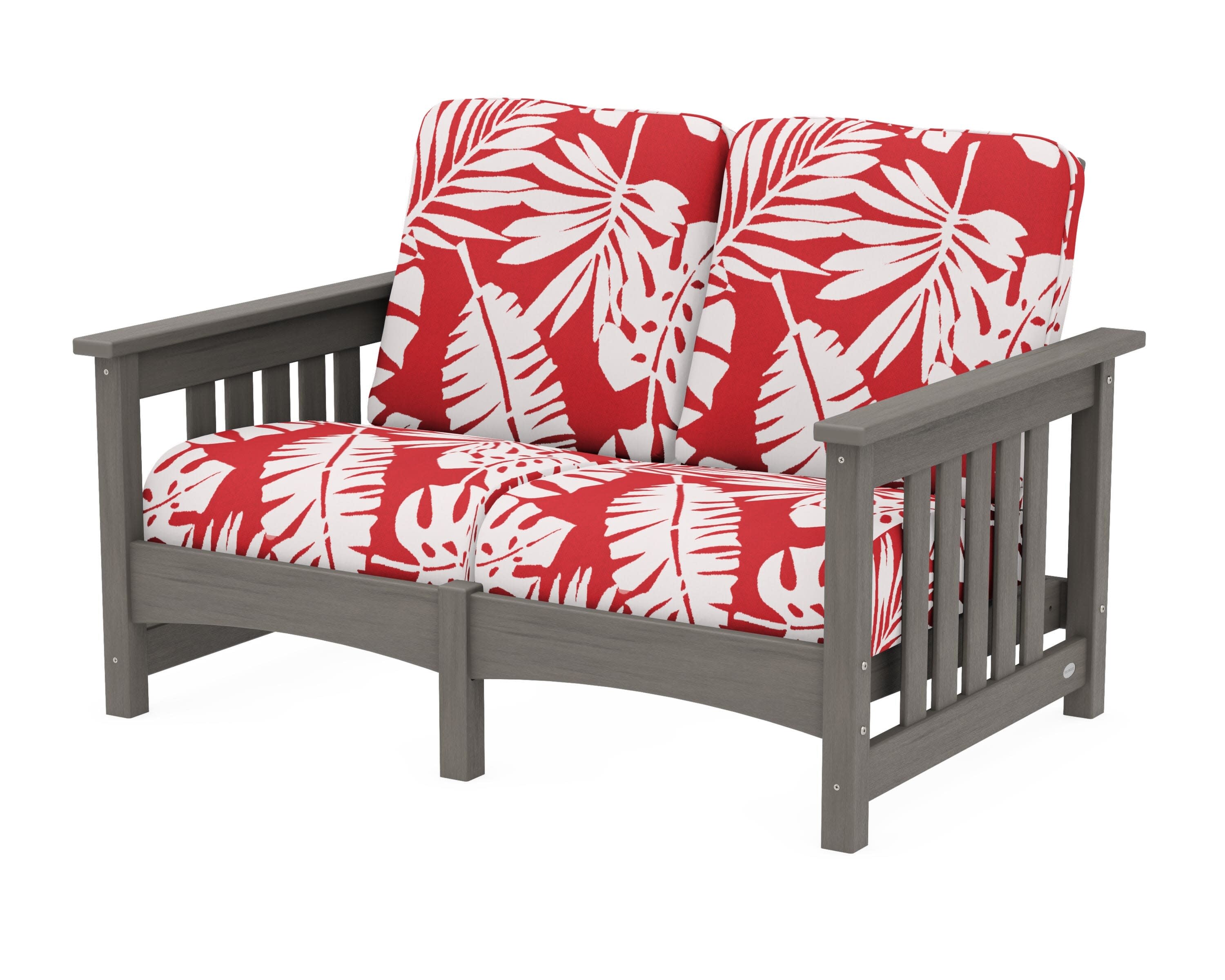 Club Mission Loveseat in Driftwood / Leaf Crimson