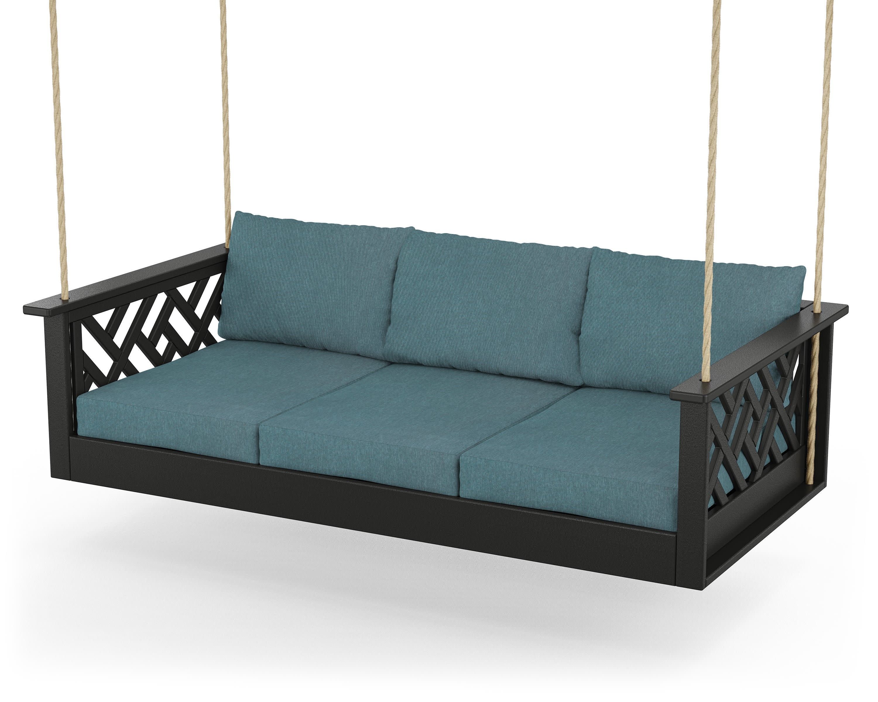 Chippendale Daybed Swing in Black / Ocean Teal