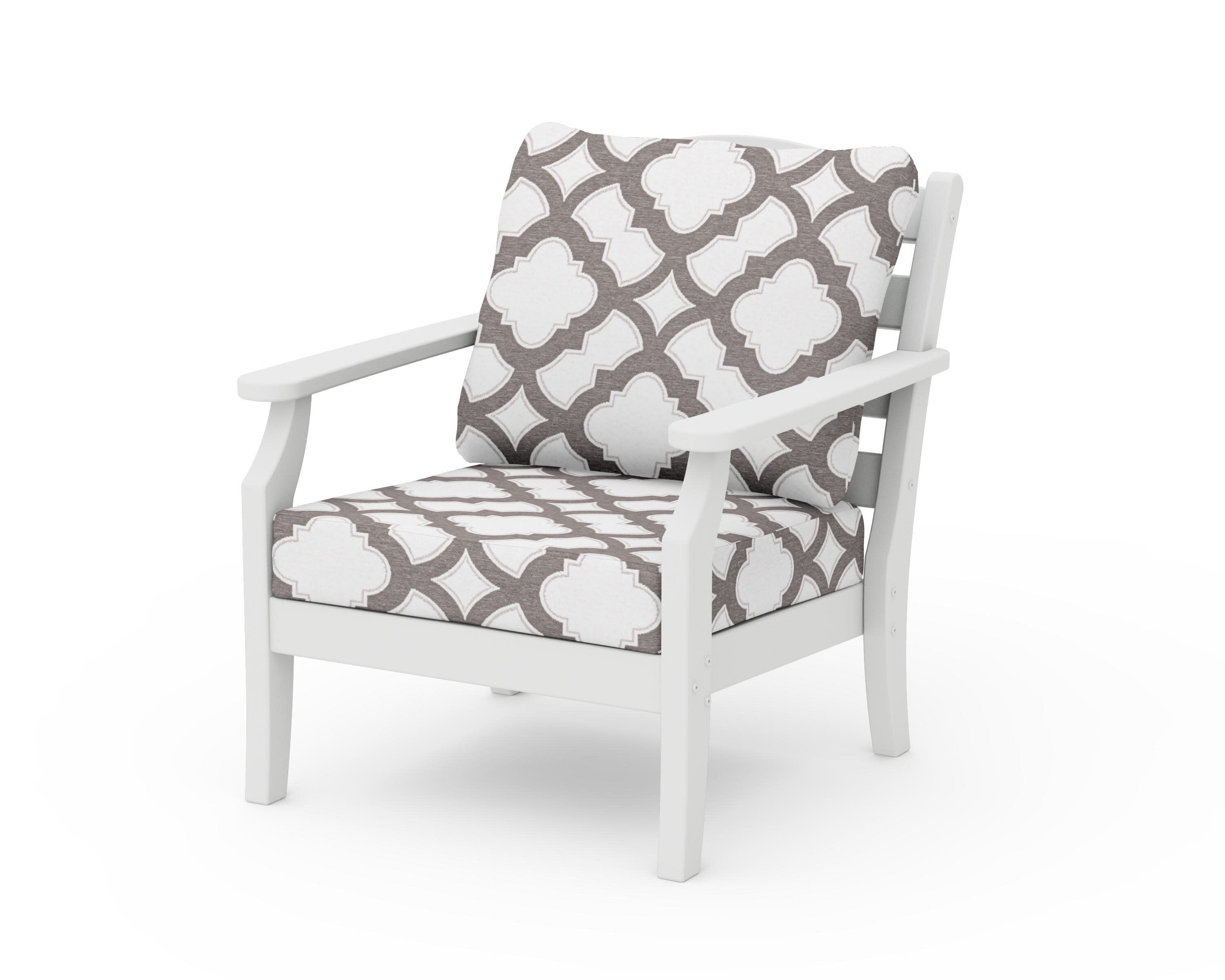 Savannah Deep Seating Chair in White / Trellis Grey Mist