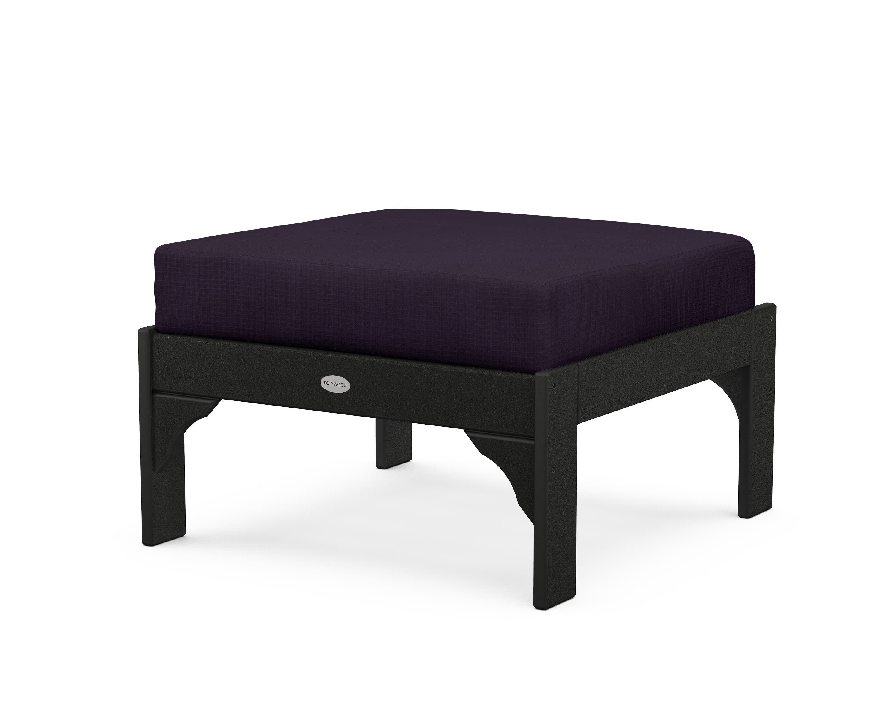Vineyard Deep Seating Ottoman in Black / Navy Linen