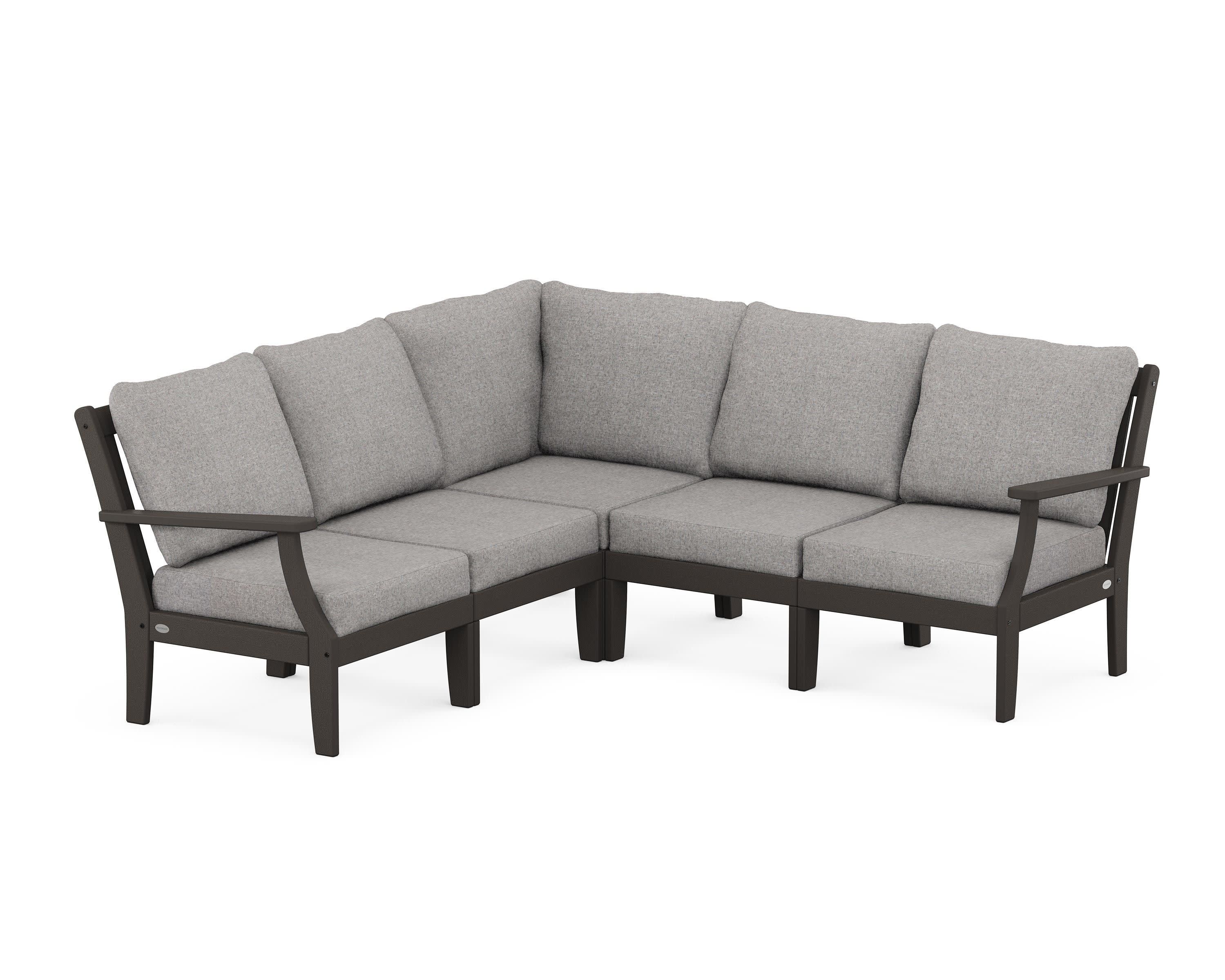 Braxton Modular 5-Piece Deep Seating Set in Vintage Coffee / Grey Mist