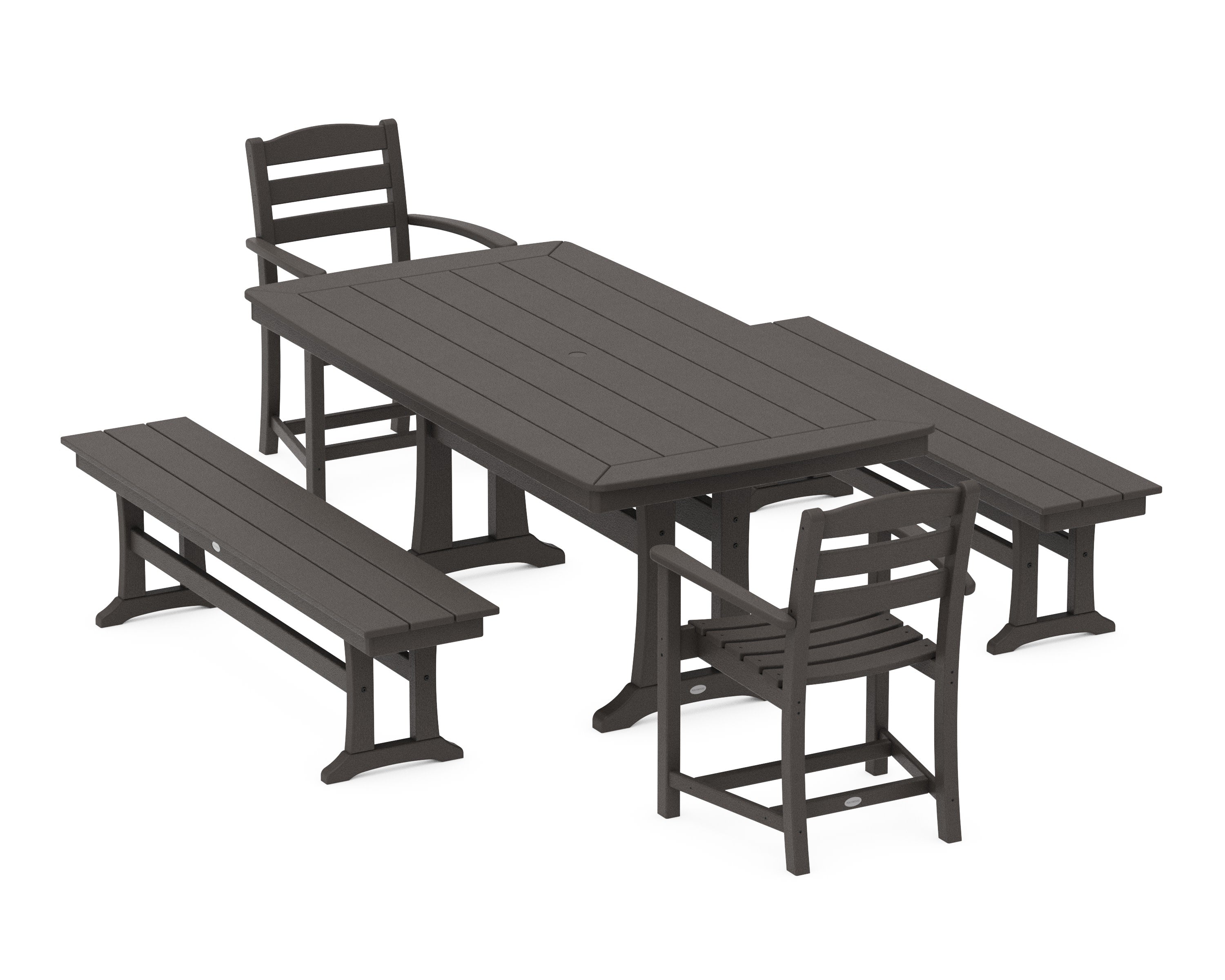 La Casa Cafe 5-Piece Dining Set with Trestle Legs in Vintage Coffee