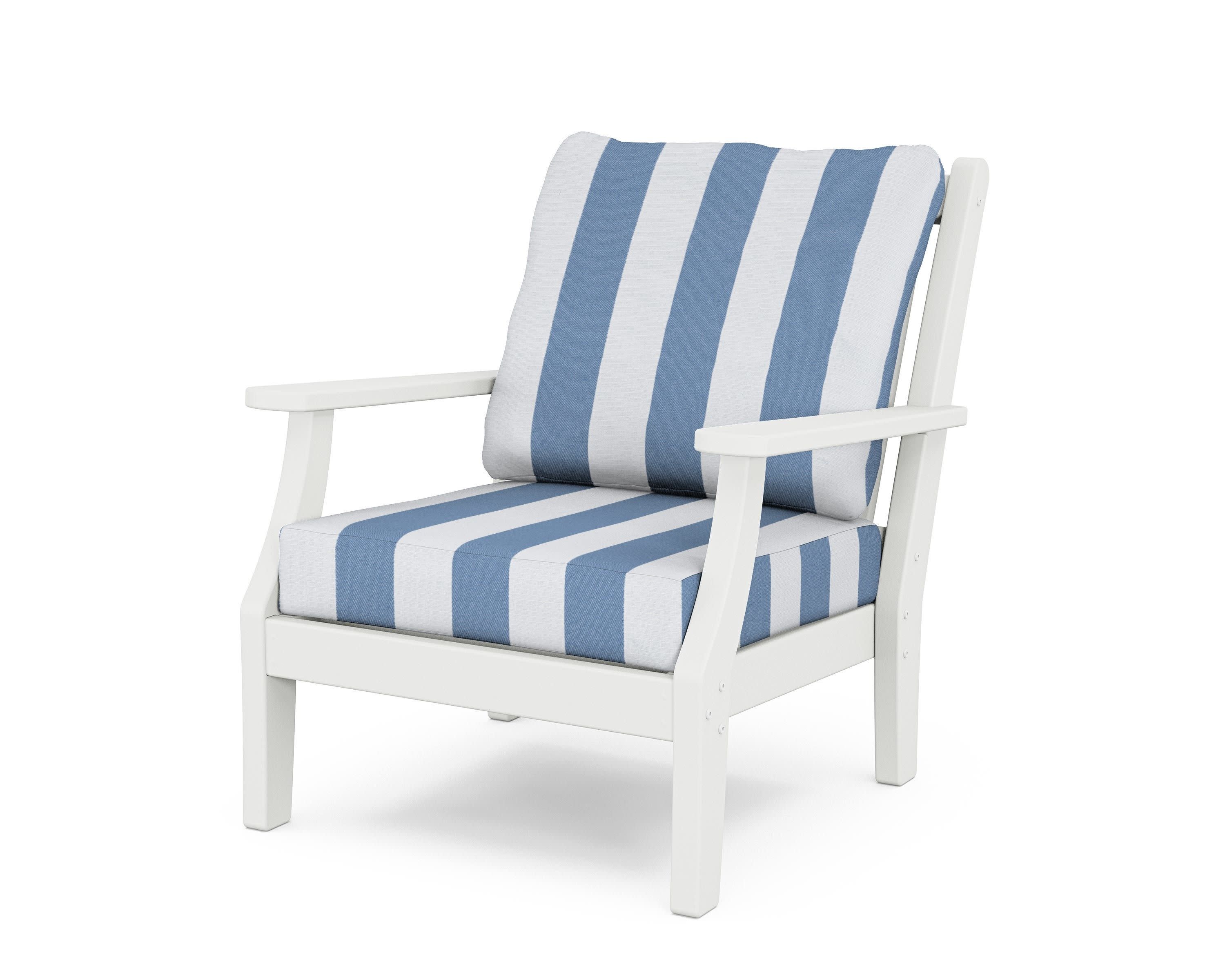 Wovendale Deep Seating Chair in White / Cabana Stripe Sky Blue