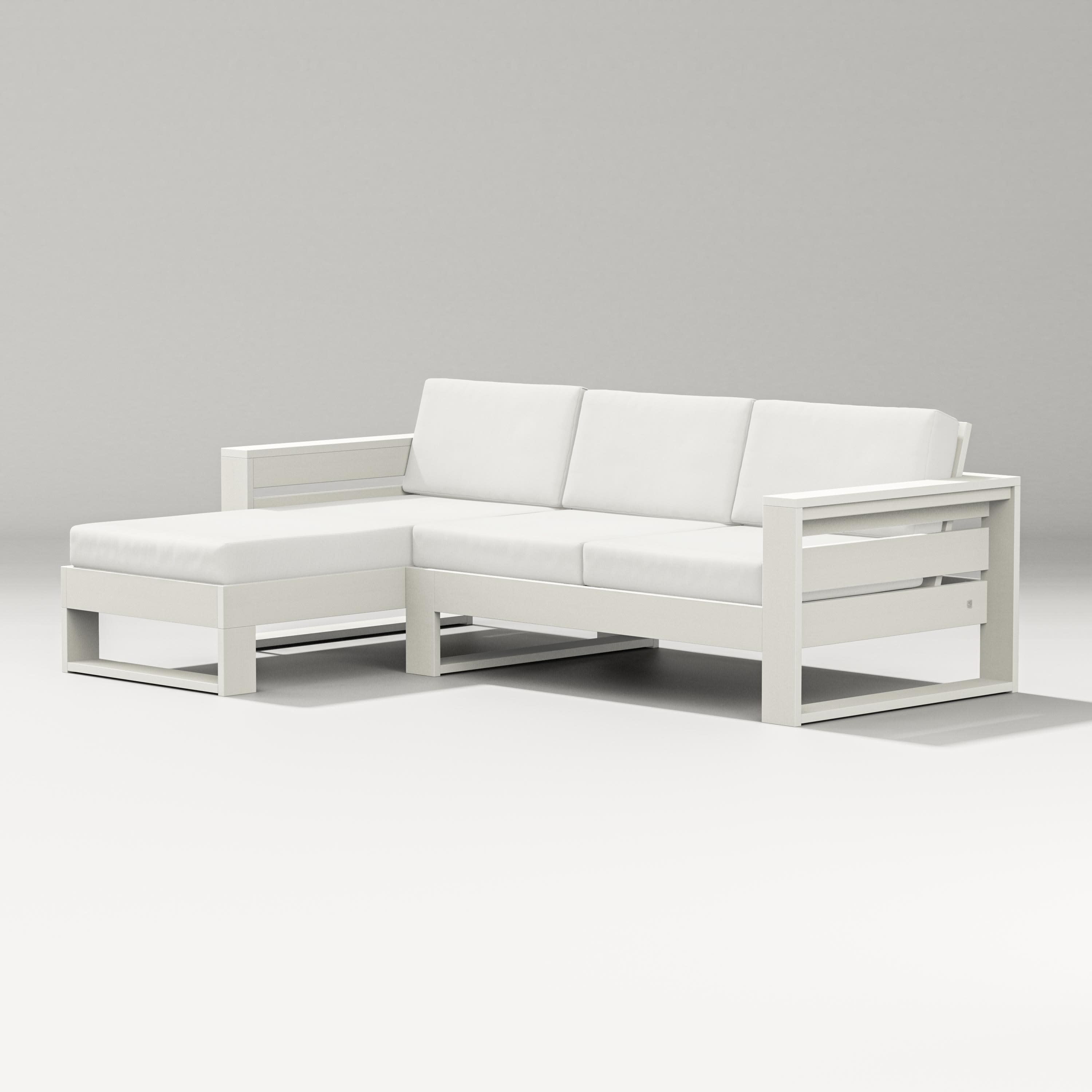 Latitude Left Chaise Sectional in Vintage White / Natural Linen